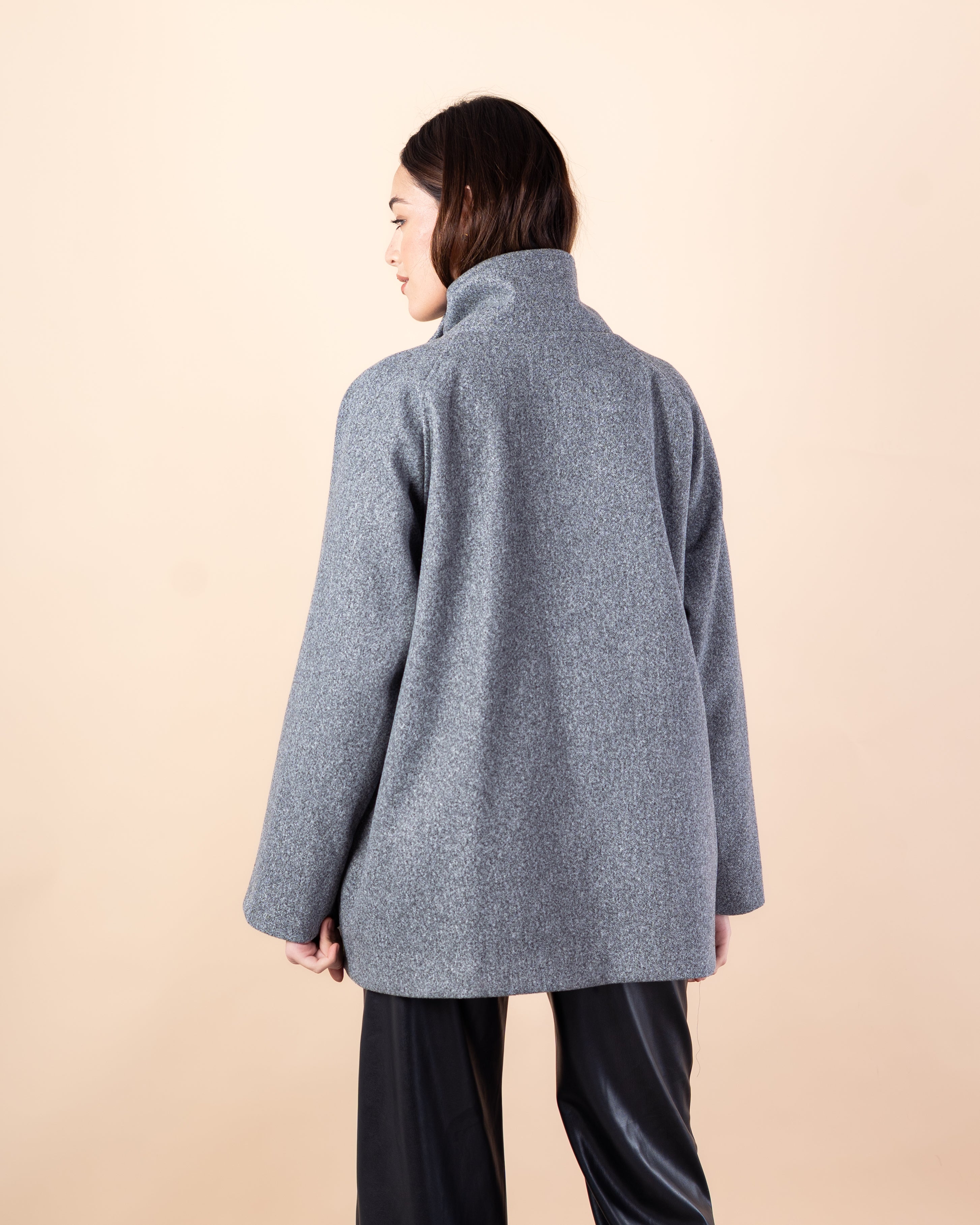 Wool Jacket – Plain (High Collar Buttoned Closure)
