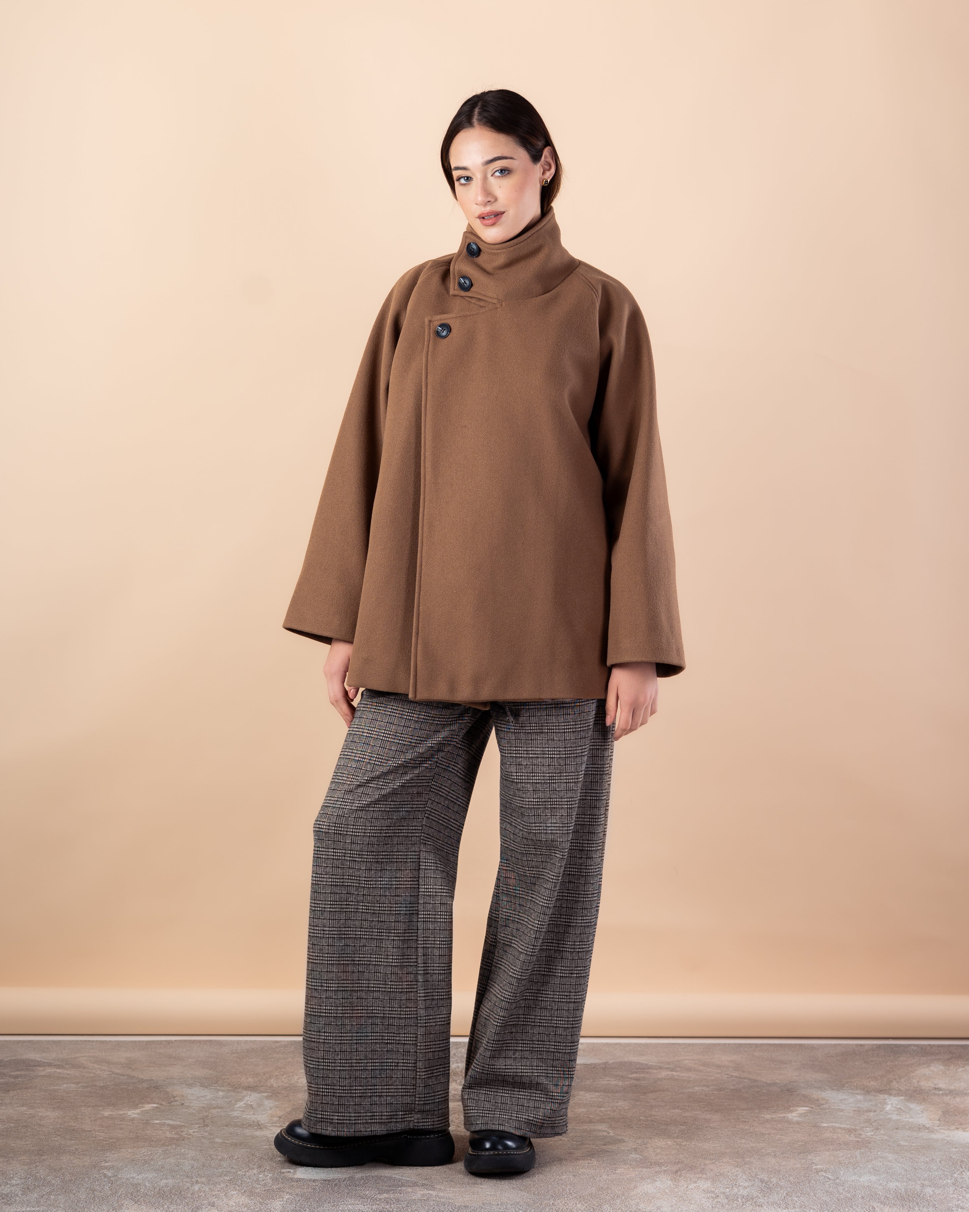 Wool Jacket – Plain (High Collar Buttoned Closure)