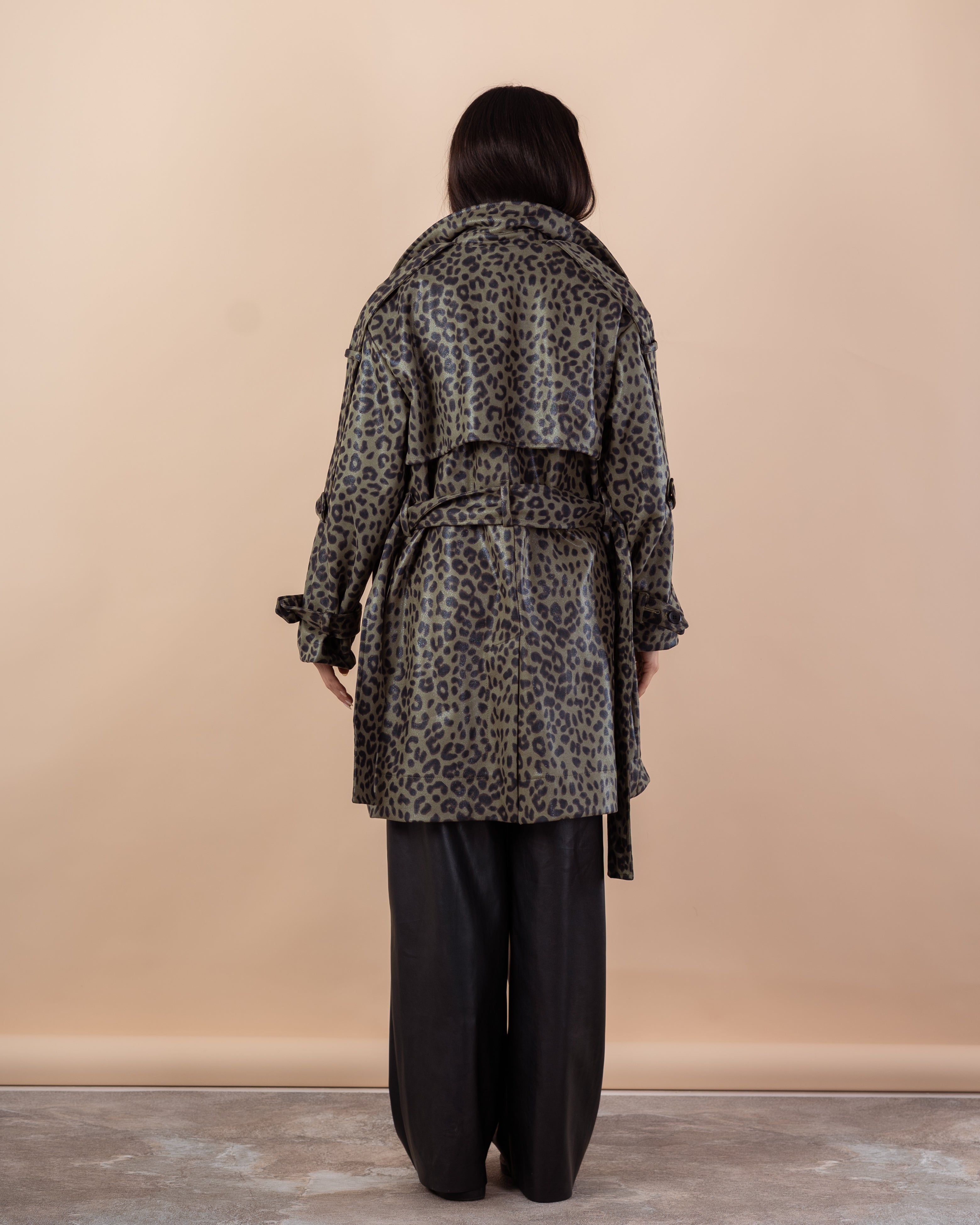 معطف ترنش منقوش - جلد النمر