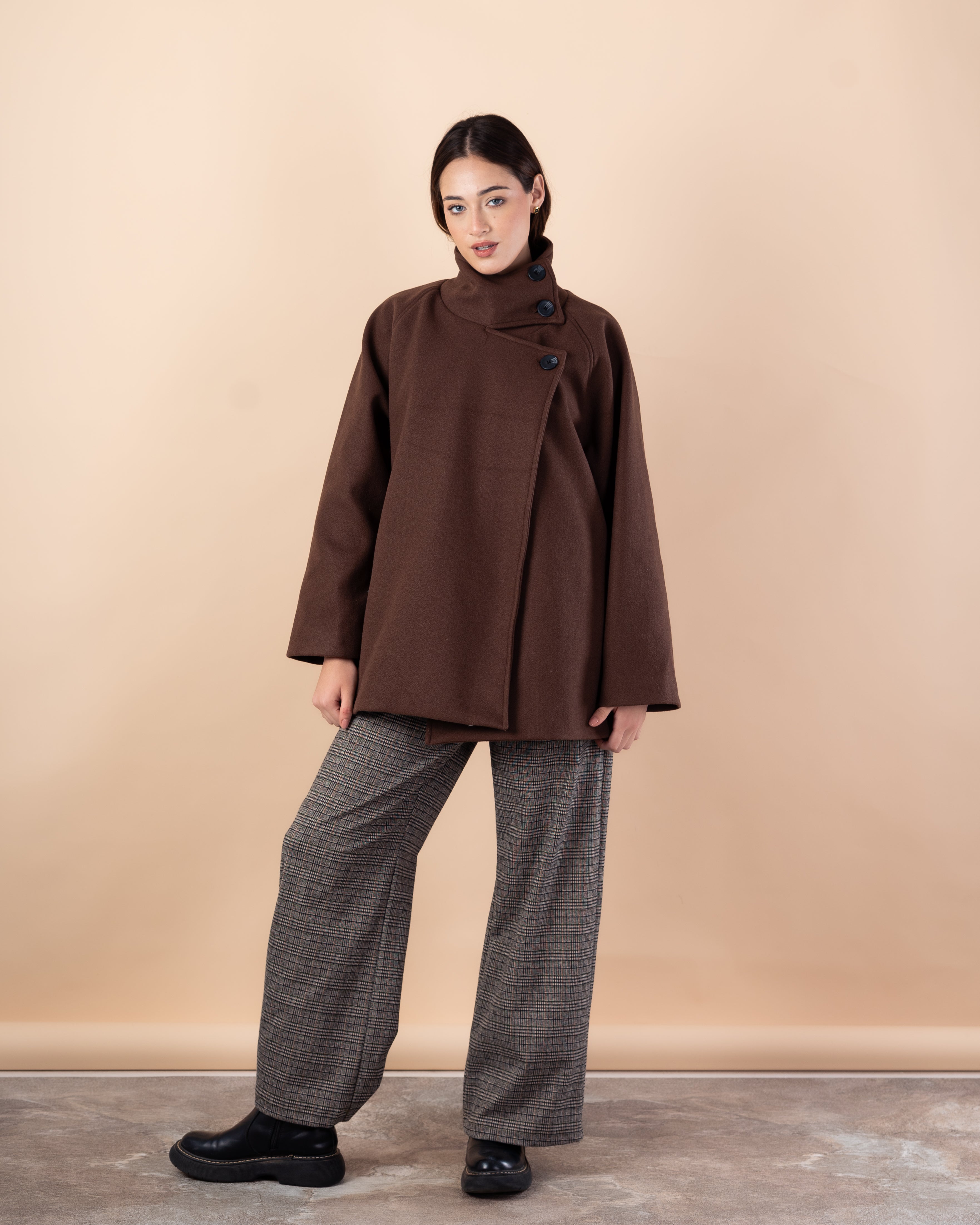 Wool Jacket – Plain (High Collar Buttoned Closure)