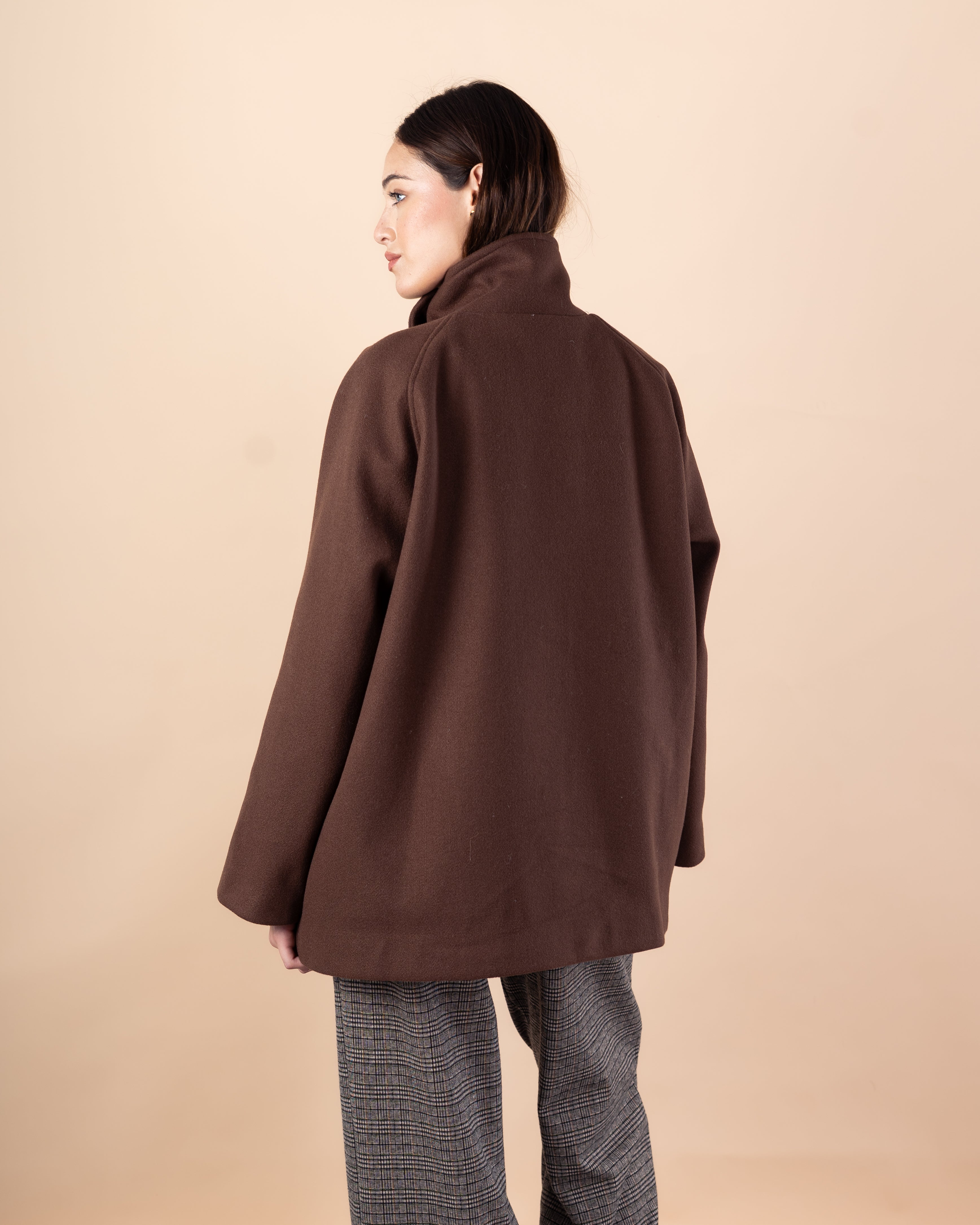 Wool Jacket – Plain (High Collar Buttoned Closure)