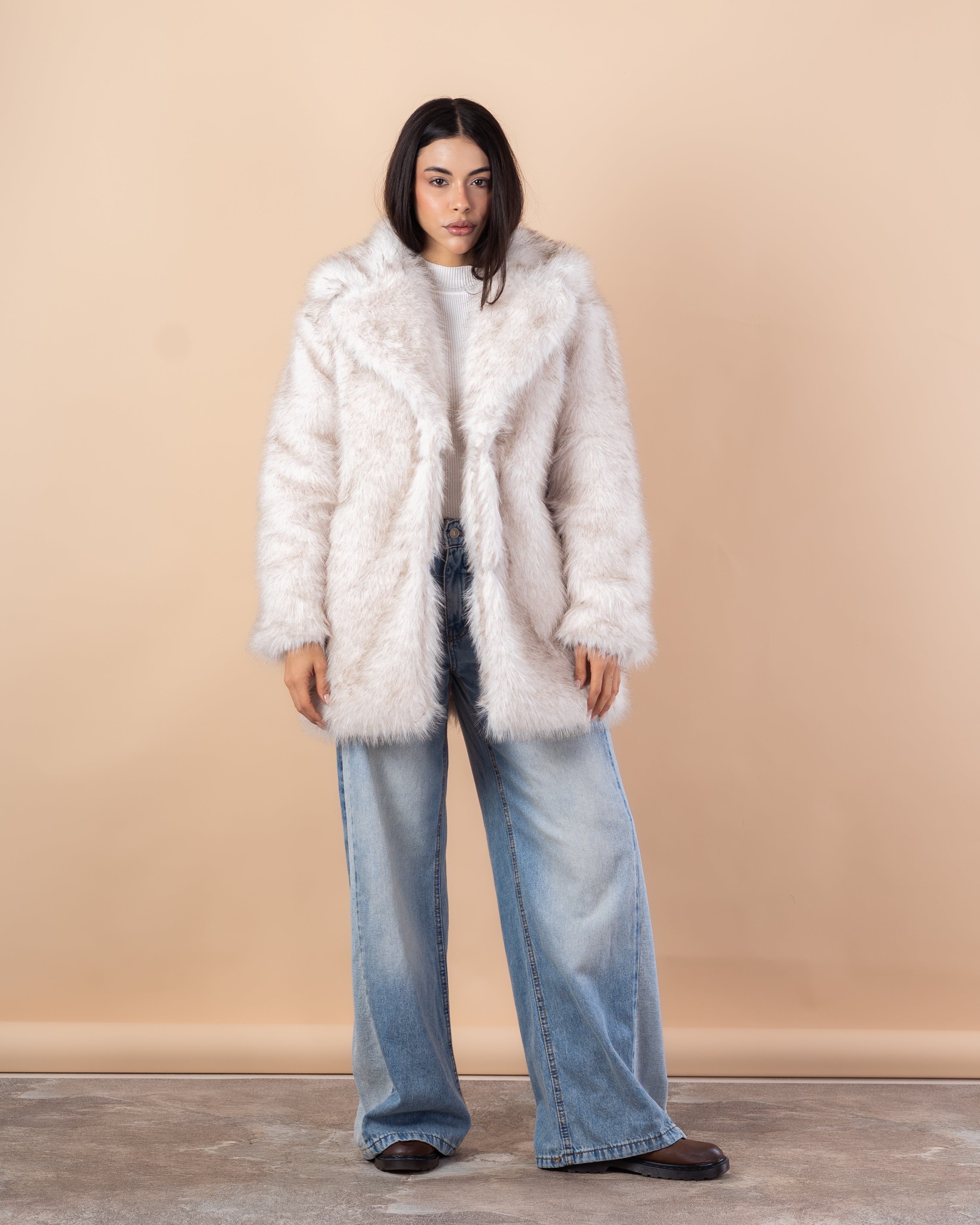 جاكيت فرو طويل – سادة (فرو ناعم)