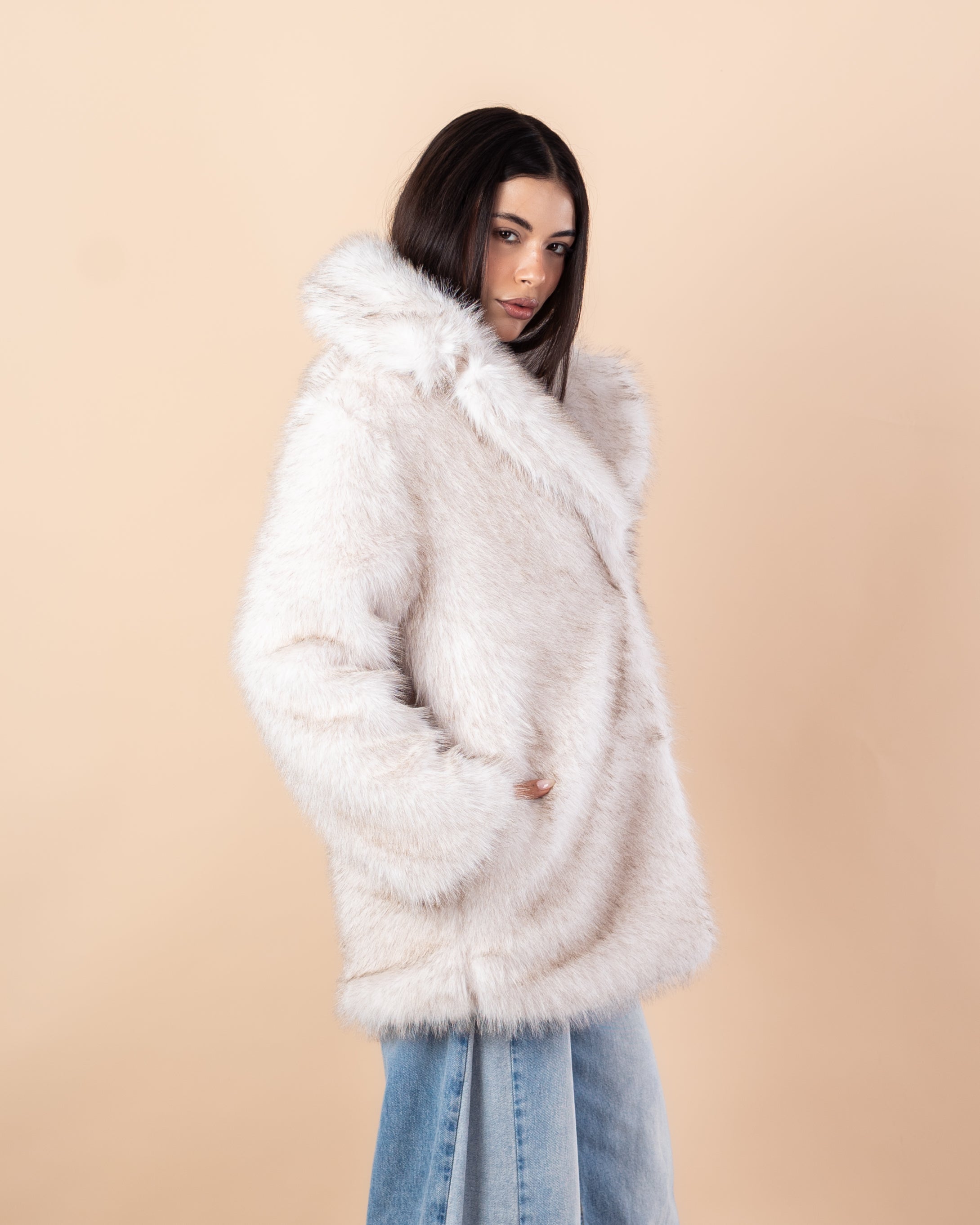 جاكيت فرو طويل – سادة (فرو ناعم)