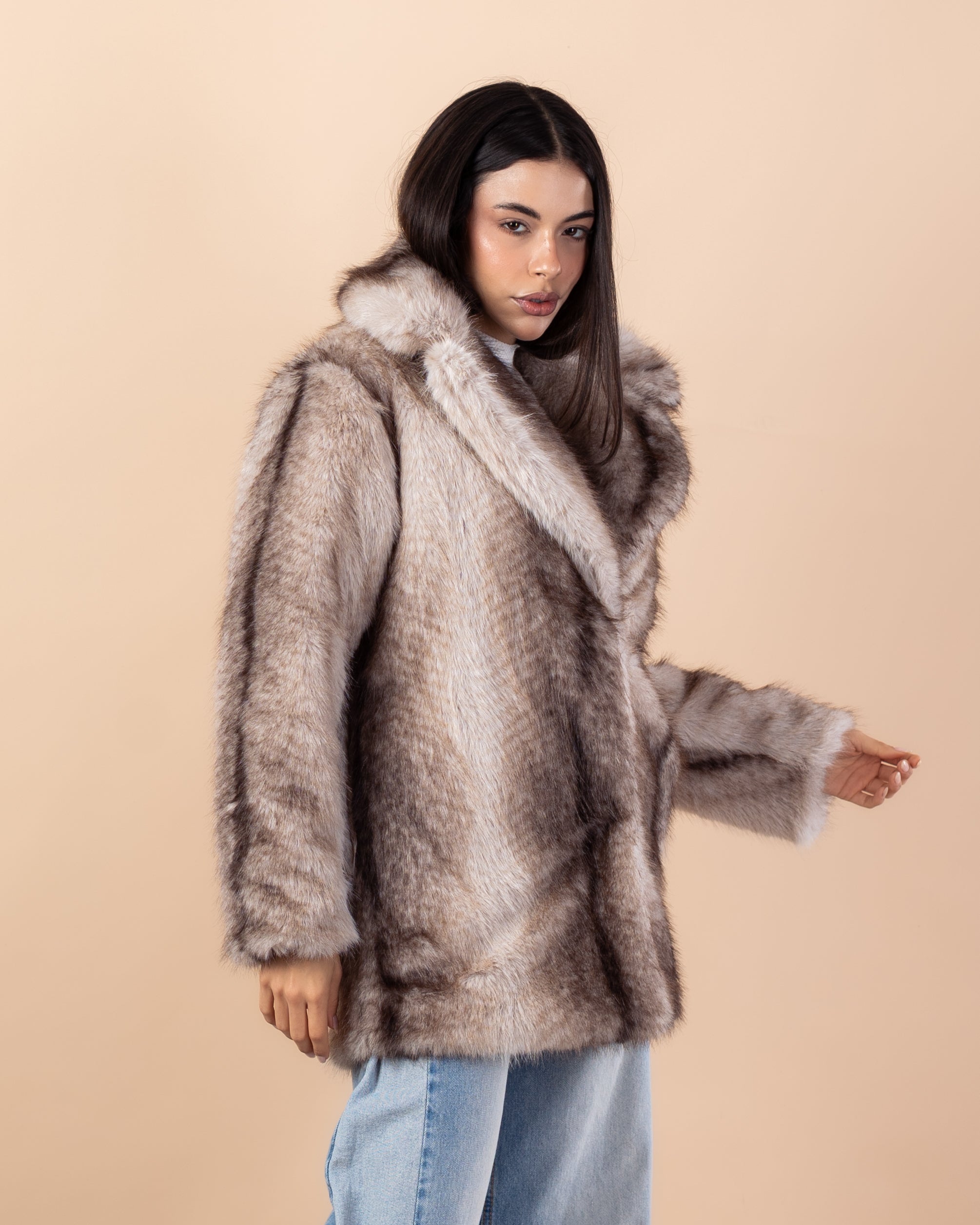 جاكيت فرو طويل – سادة (فرو ناعم)