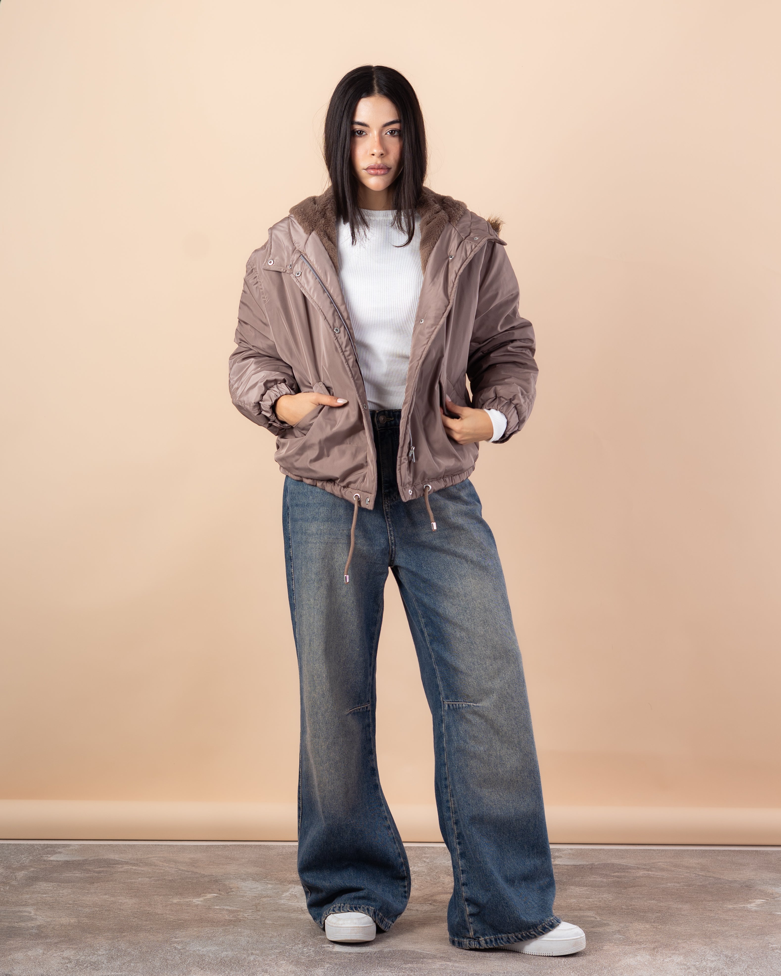 Short Waterproof Jacket – Fur Hood (Colors)