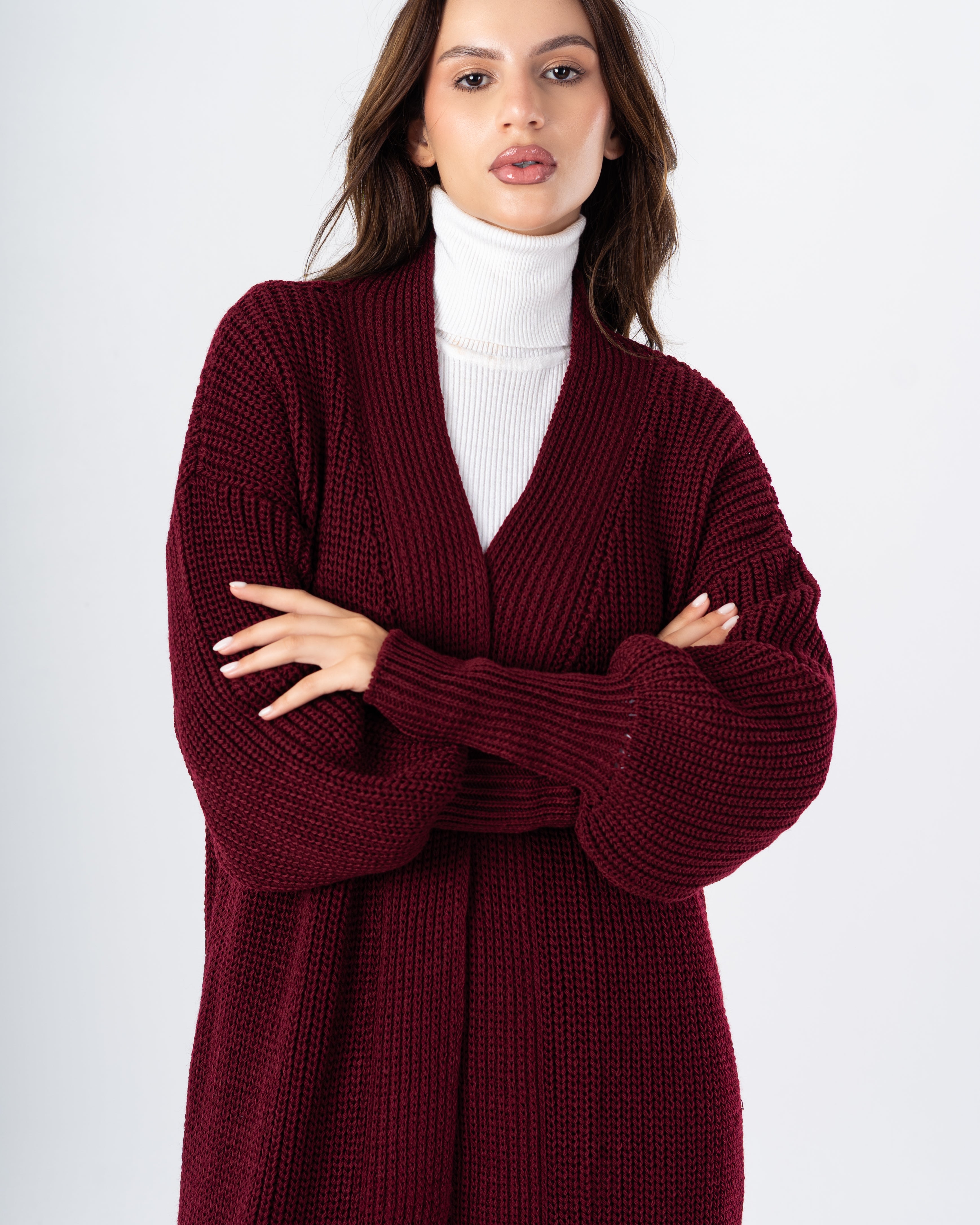 Knitwear Cardigan – Plain Long (Simple Elastic Sleeves)