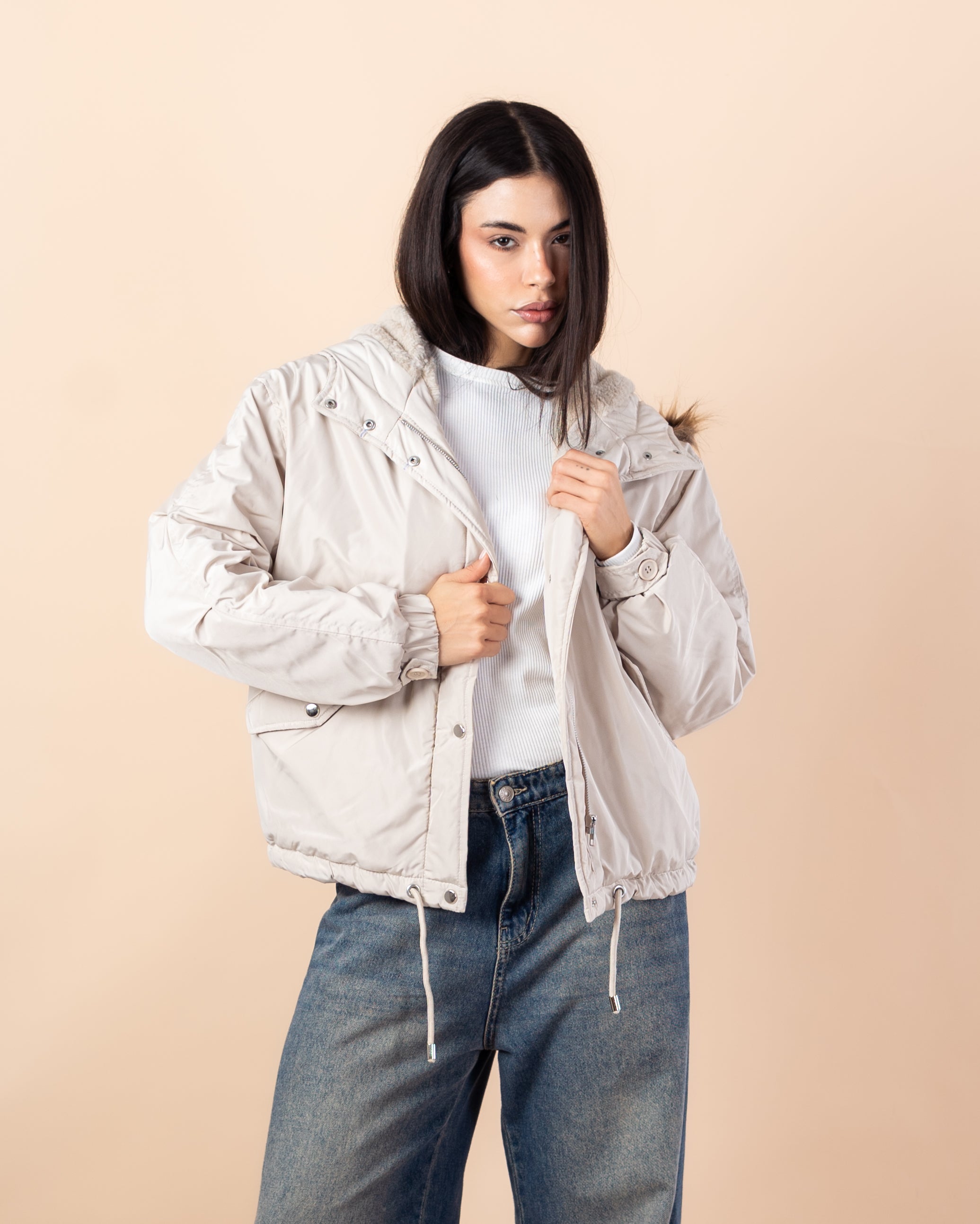 Short Waterproof Jacket – Fur Hood (Colors)