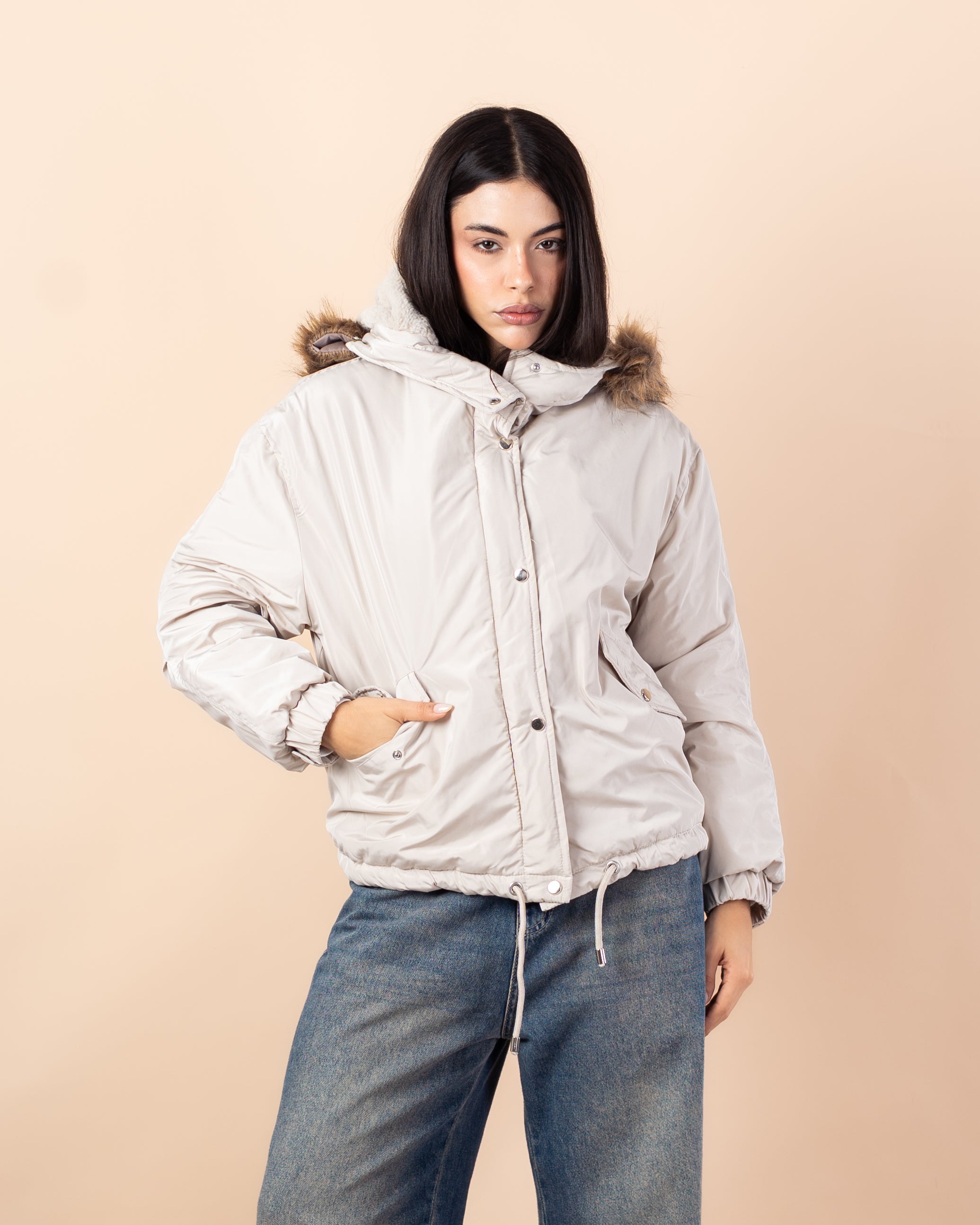 Short Waterproof Jacket – Fur Hood (Colors)