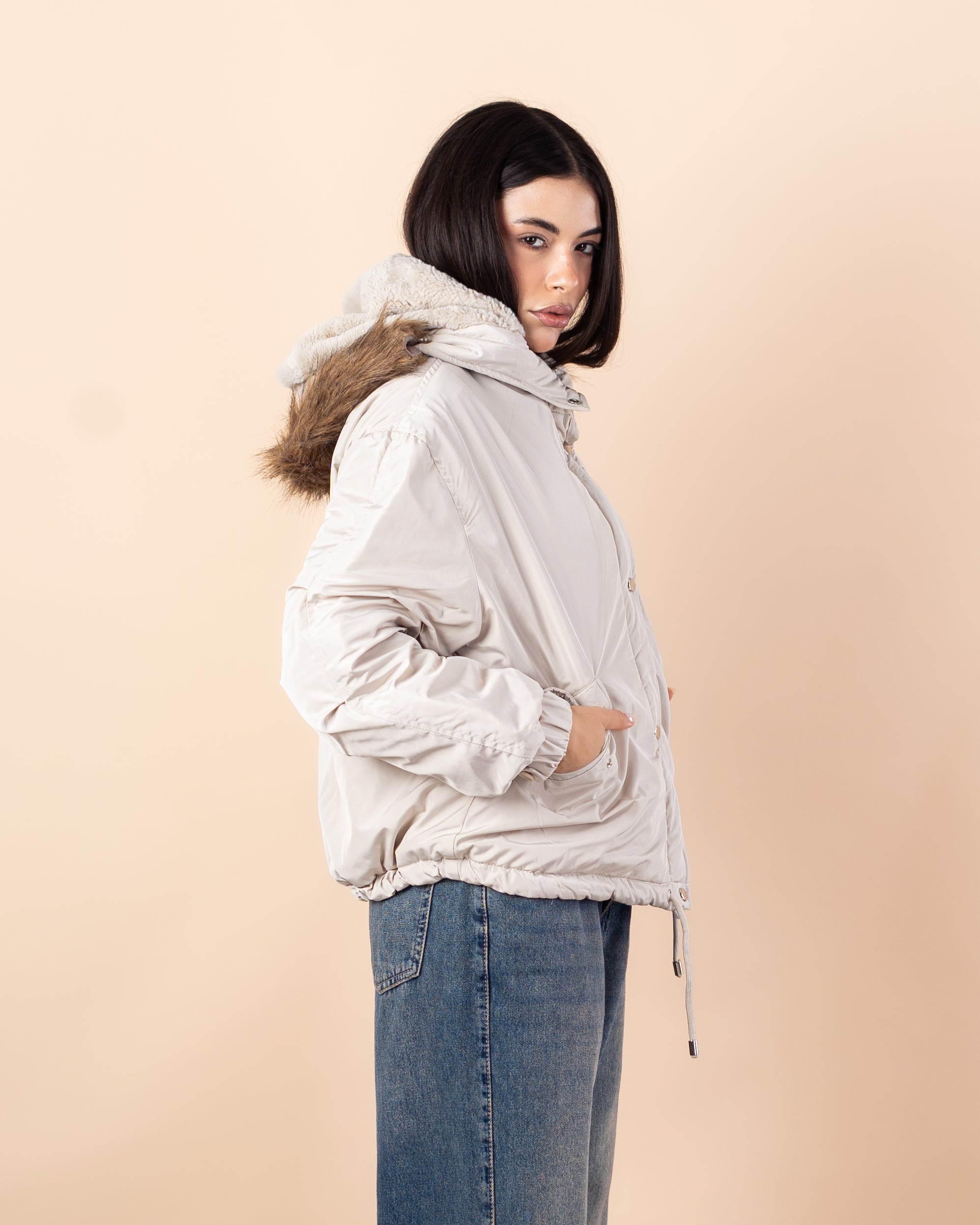 Short Waterproof Jacket – Fur Hood (Colors)