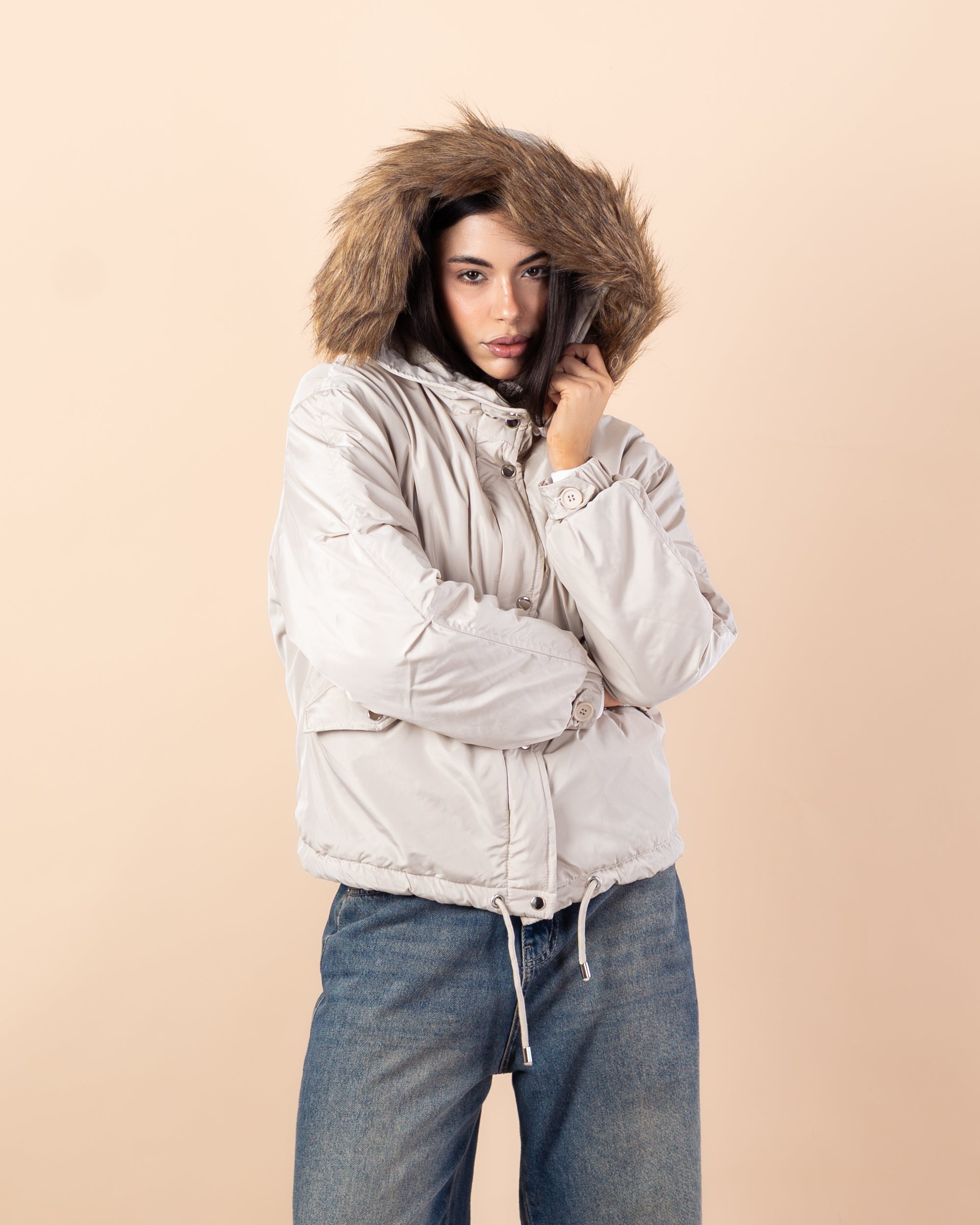 Short Waterproof Jacket – Fur Hood (Colors)