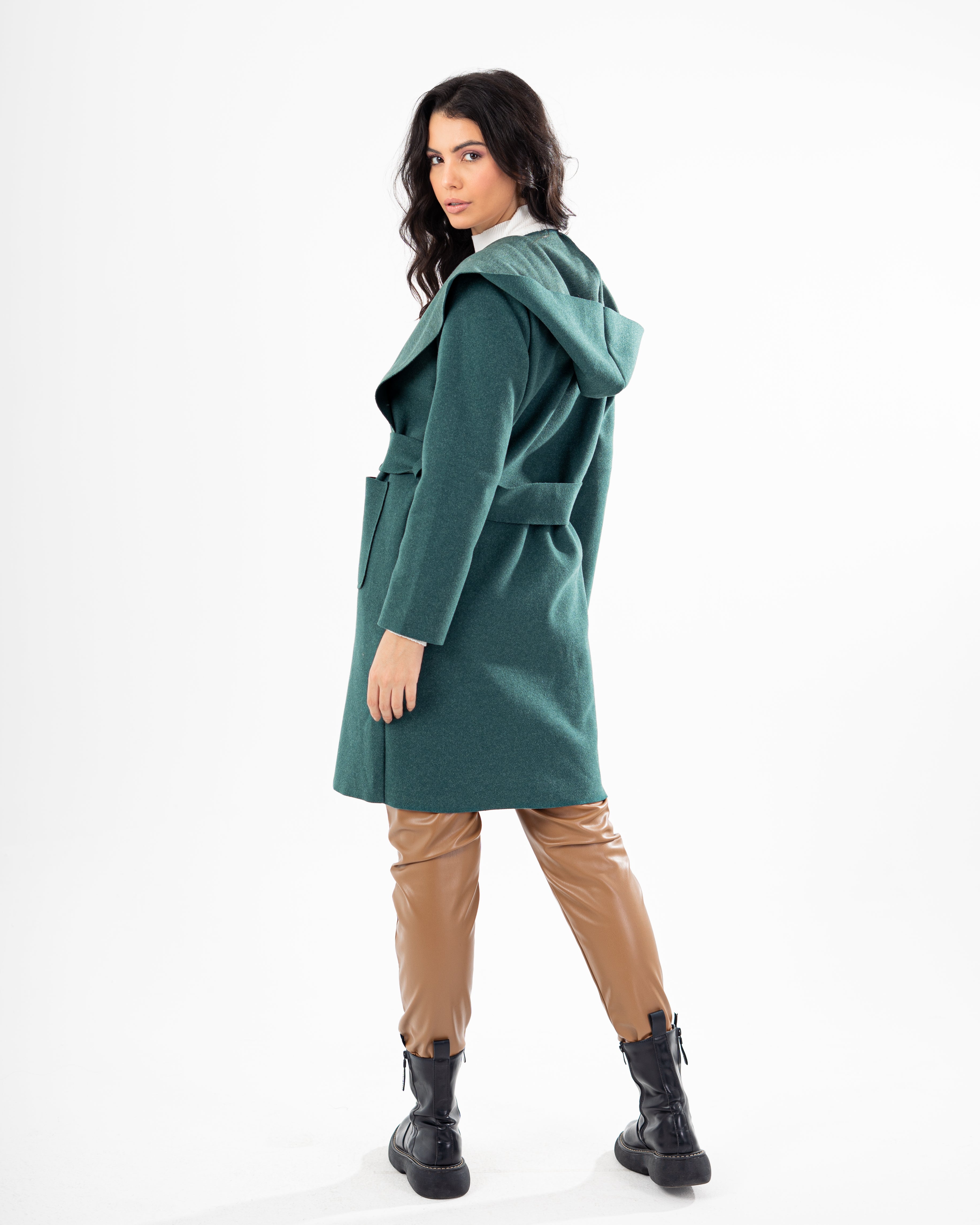 Wool Coat  - Belted (2-Large Pockets)