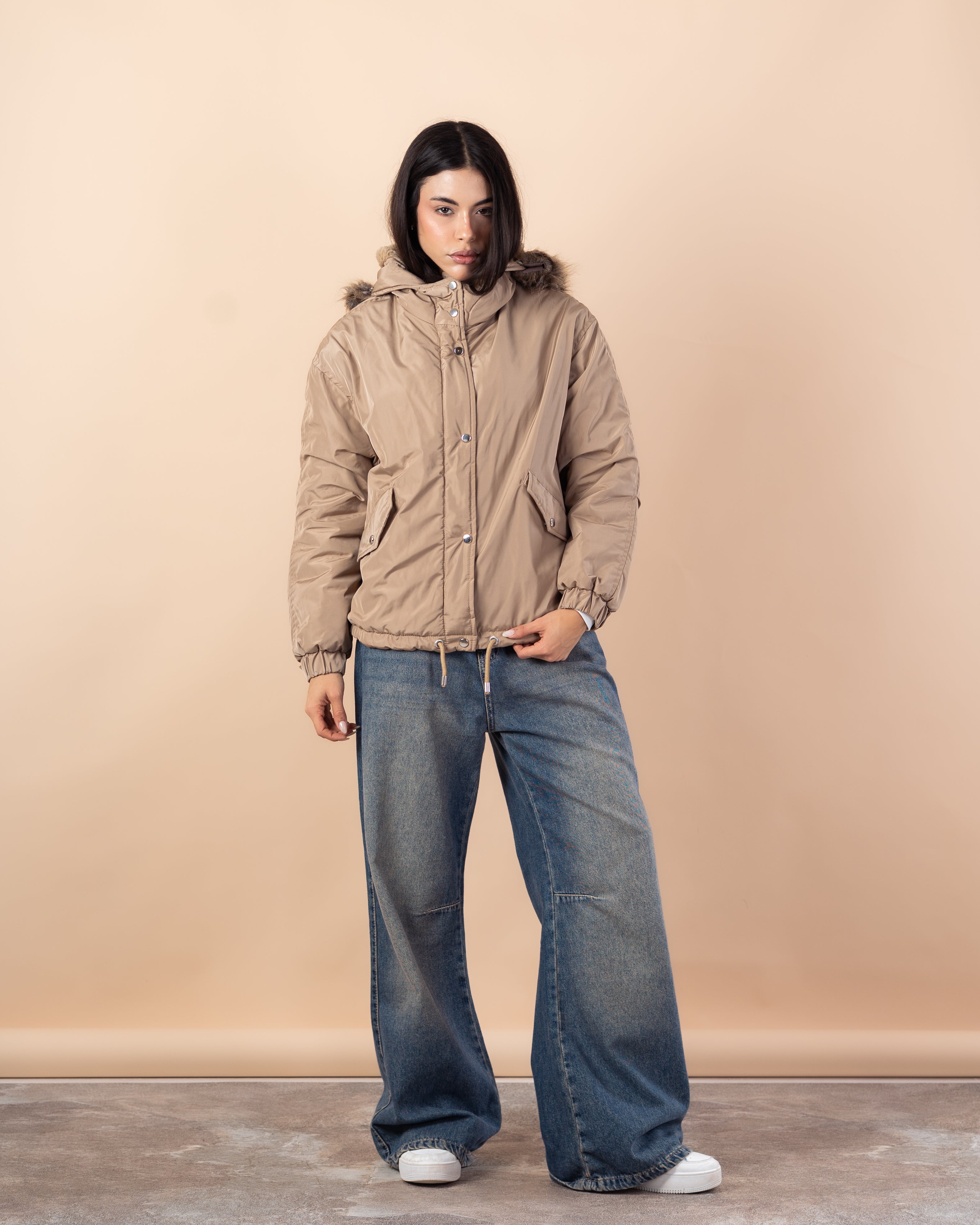 Short Waterproof Jacket – Fur Hood (Colors)