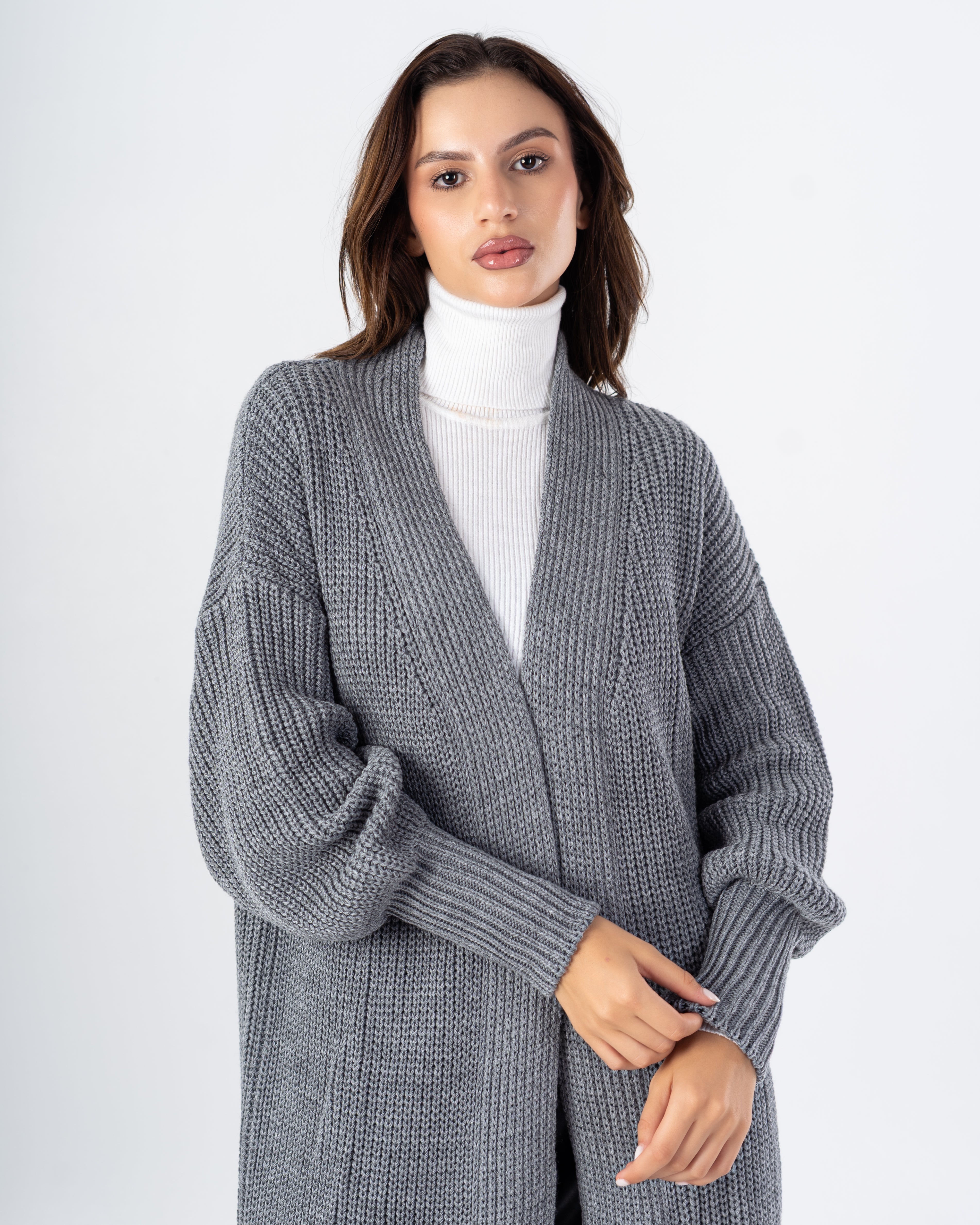 Knitwear Cardigan – Plain Long (Simple Elastic Sleeves)