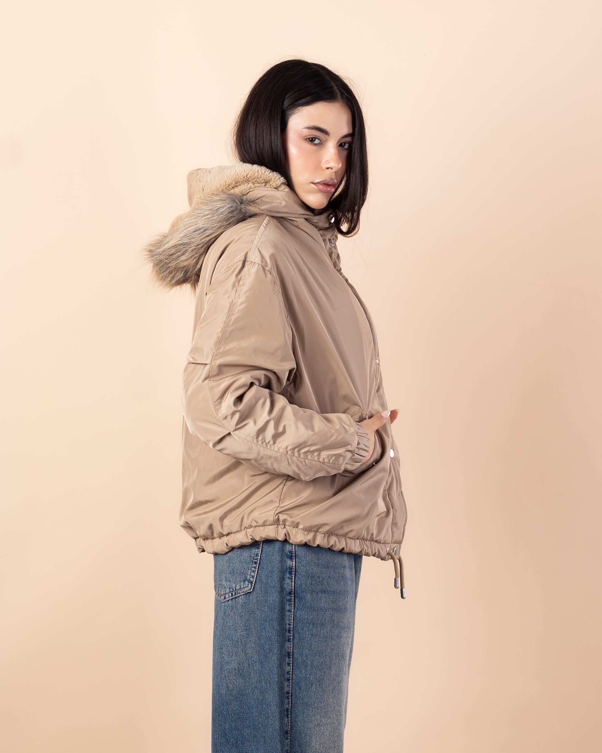 Short Waterproof Jacket – Fur Hood (Colors)