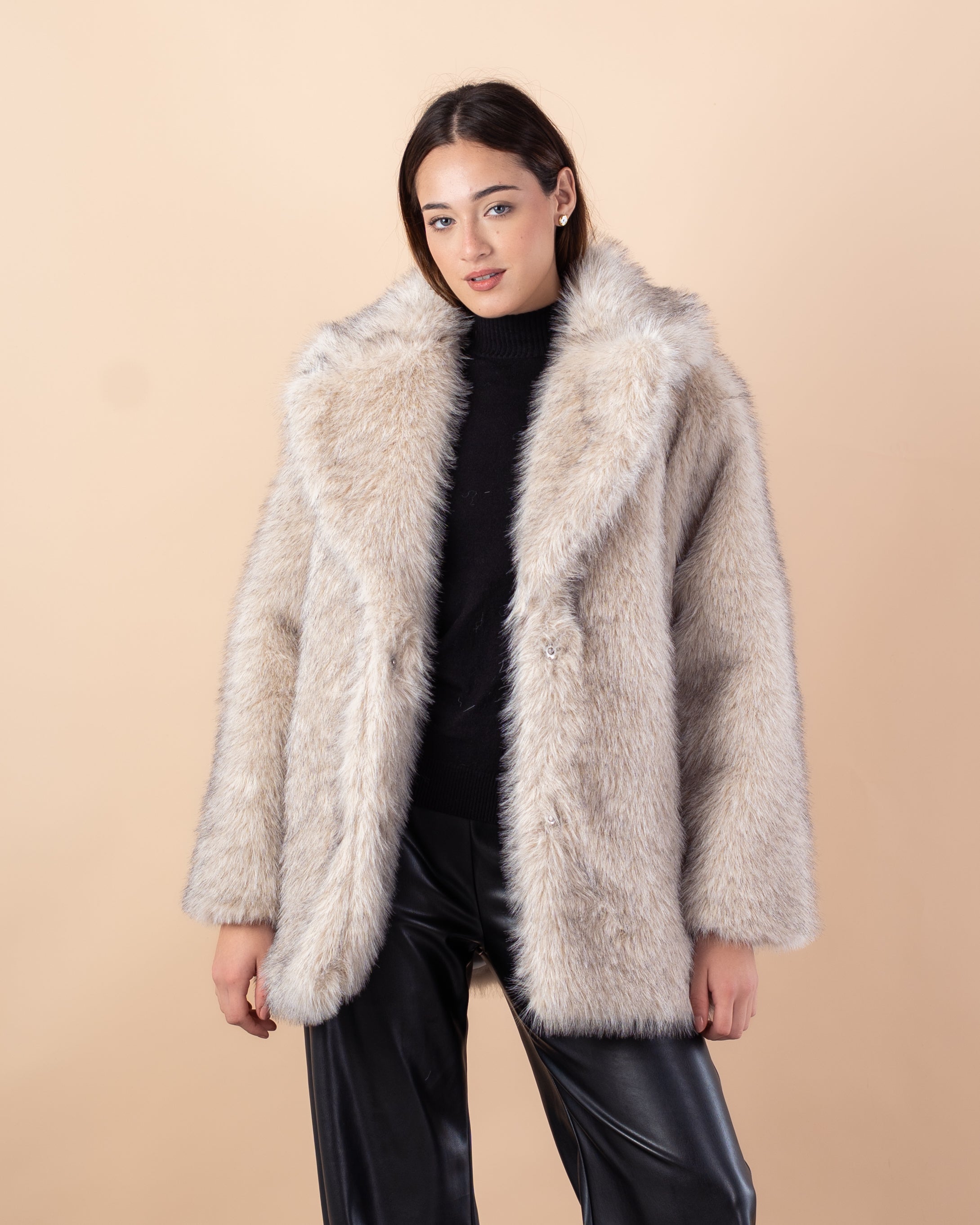 جاكيت فرو طويل – سادة (فرو ناعم)