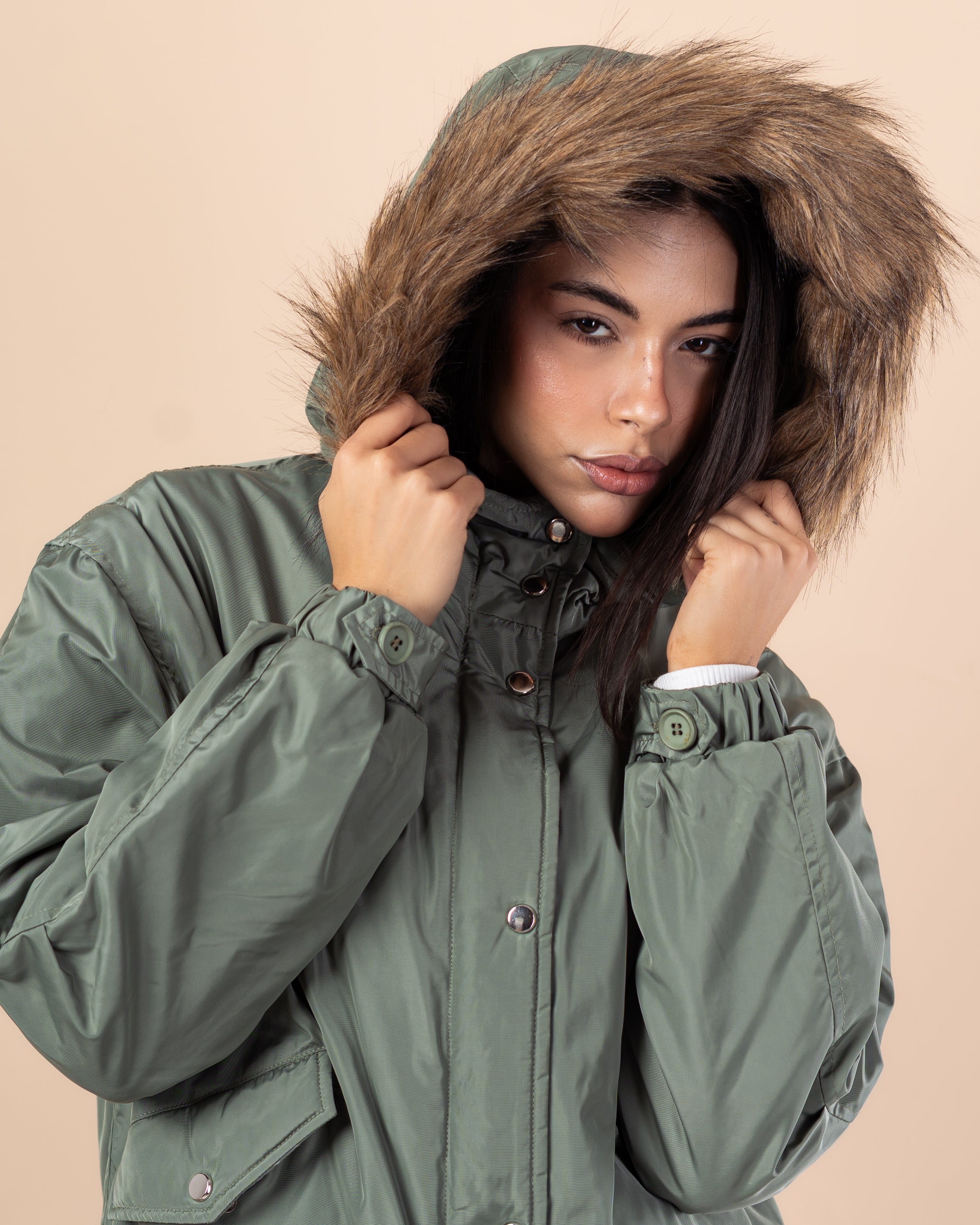 Short Waterproof Jacket – Fur Hood (Colors)