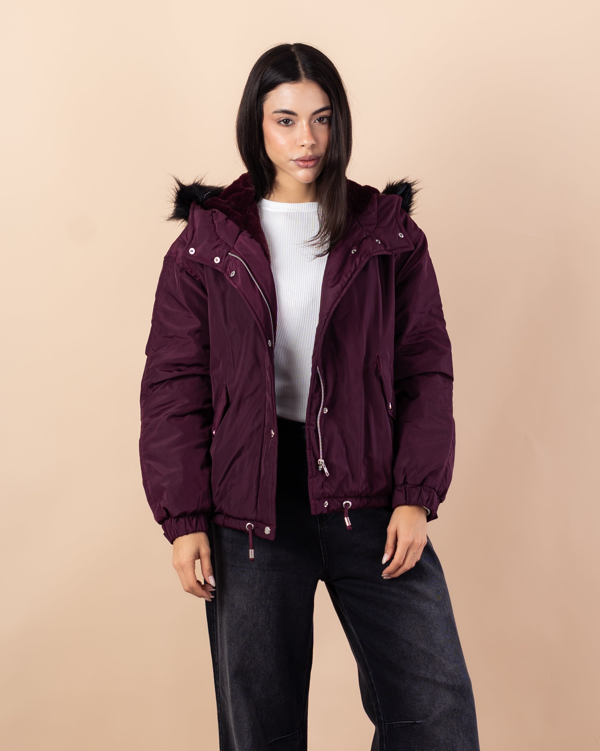 Short Waterproof Jacket – Fur Hood (Colors)