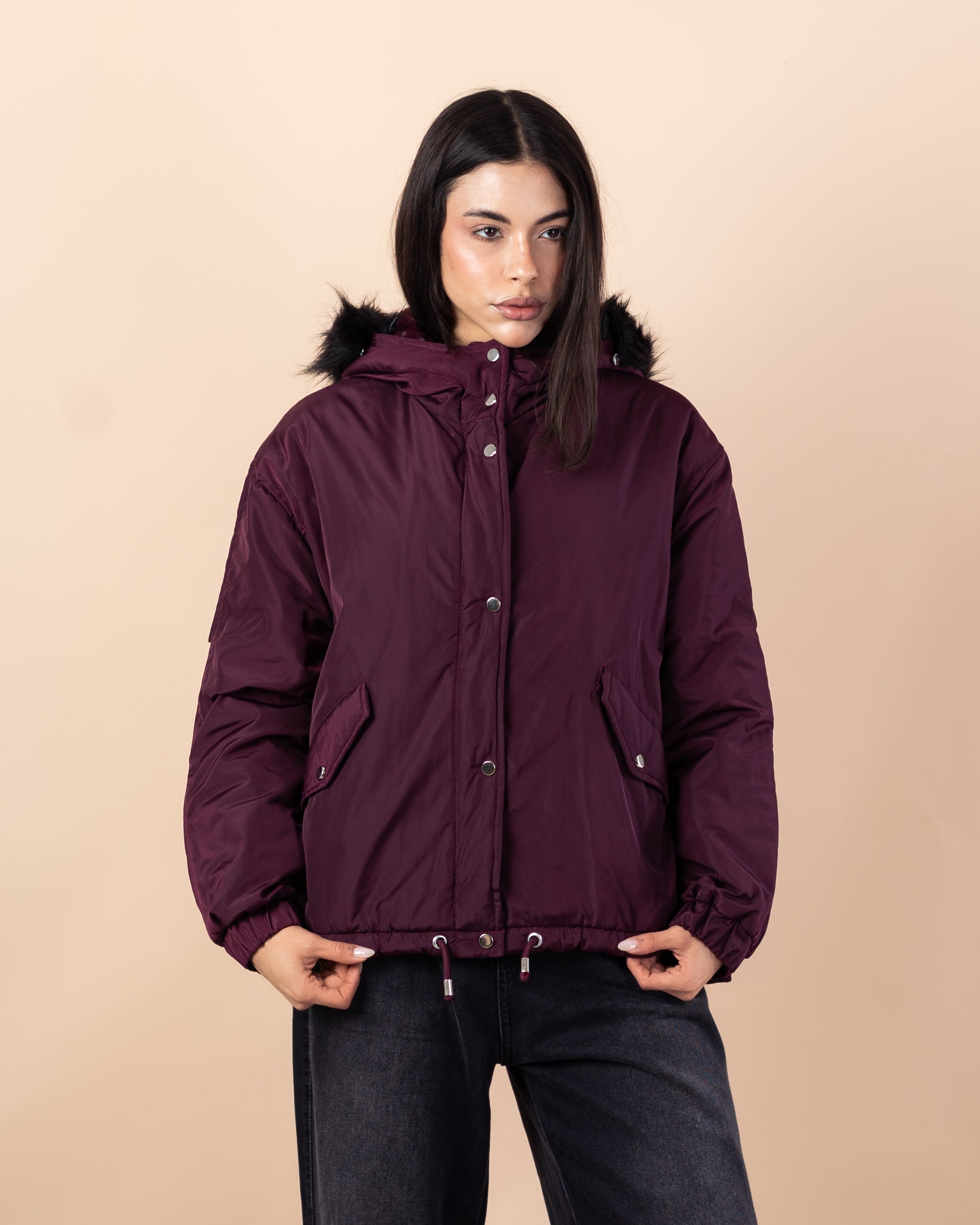 Short Waterproof Jacket – Fur Hood (Colors)