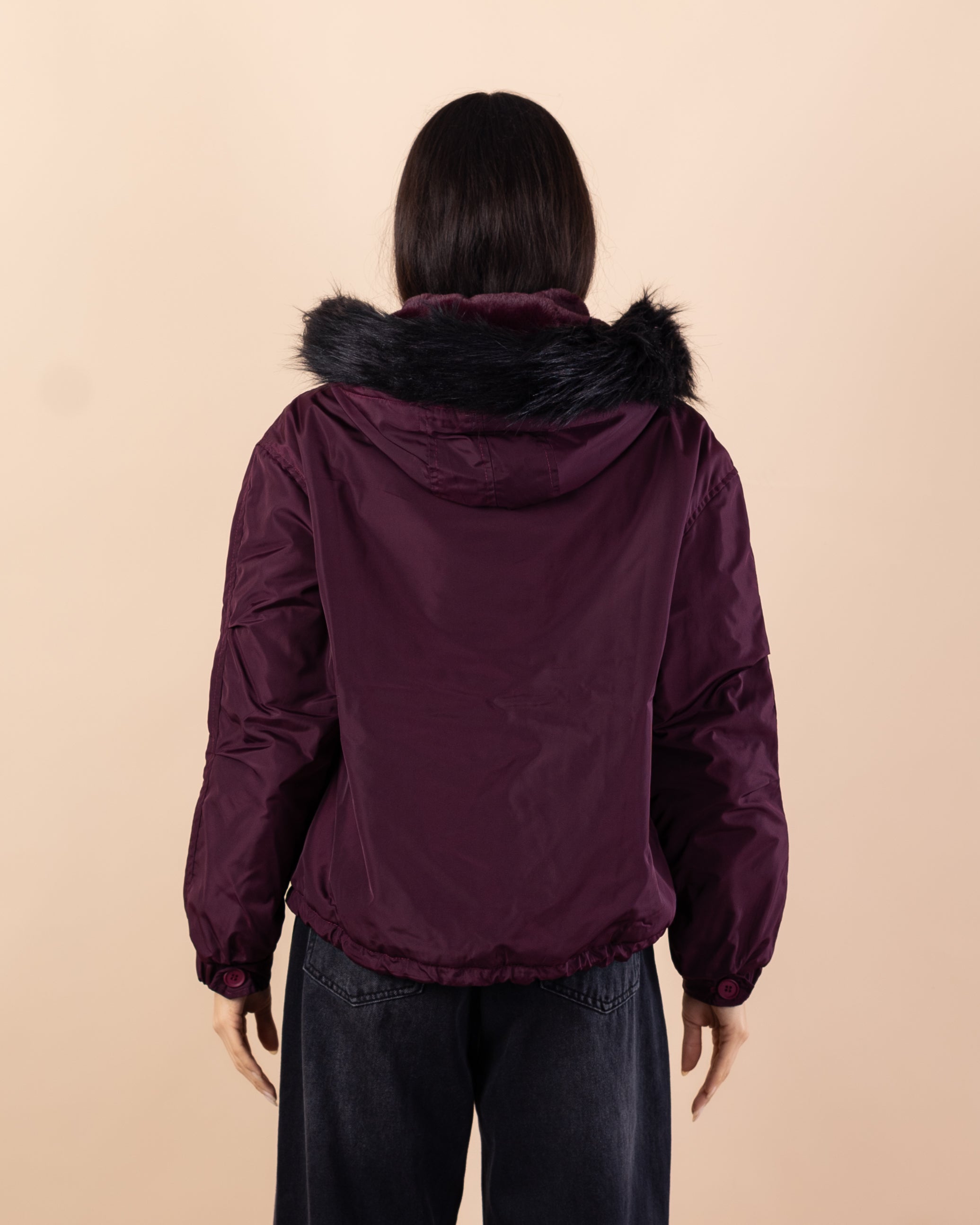 Short Waterproof Jacket – Fur Hood (Colors)