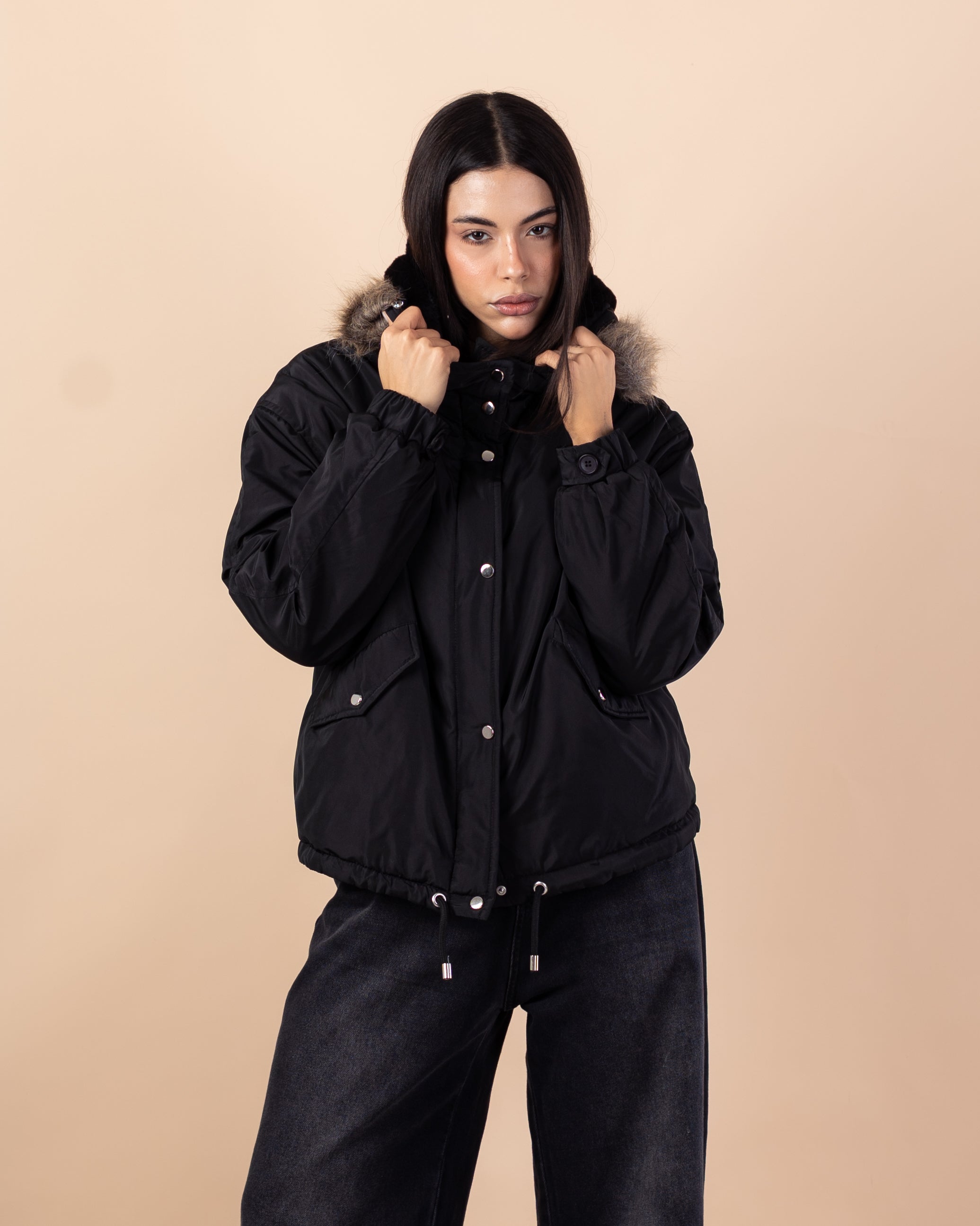 Short Waterproof Jacket – Fur Hood (Colors)