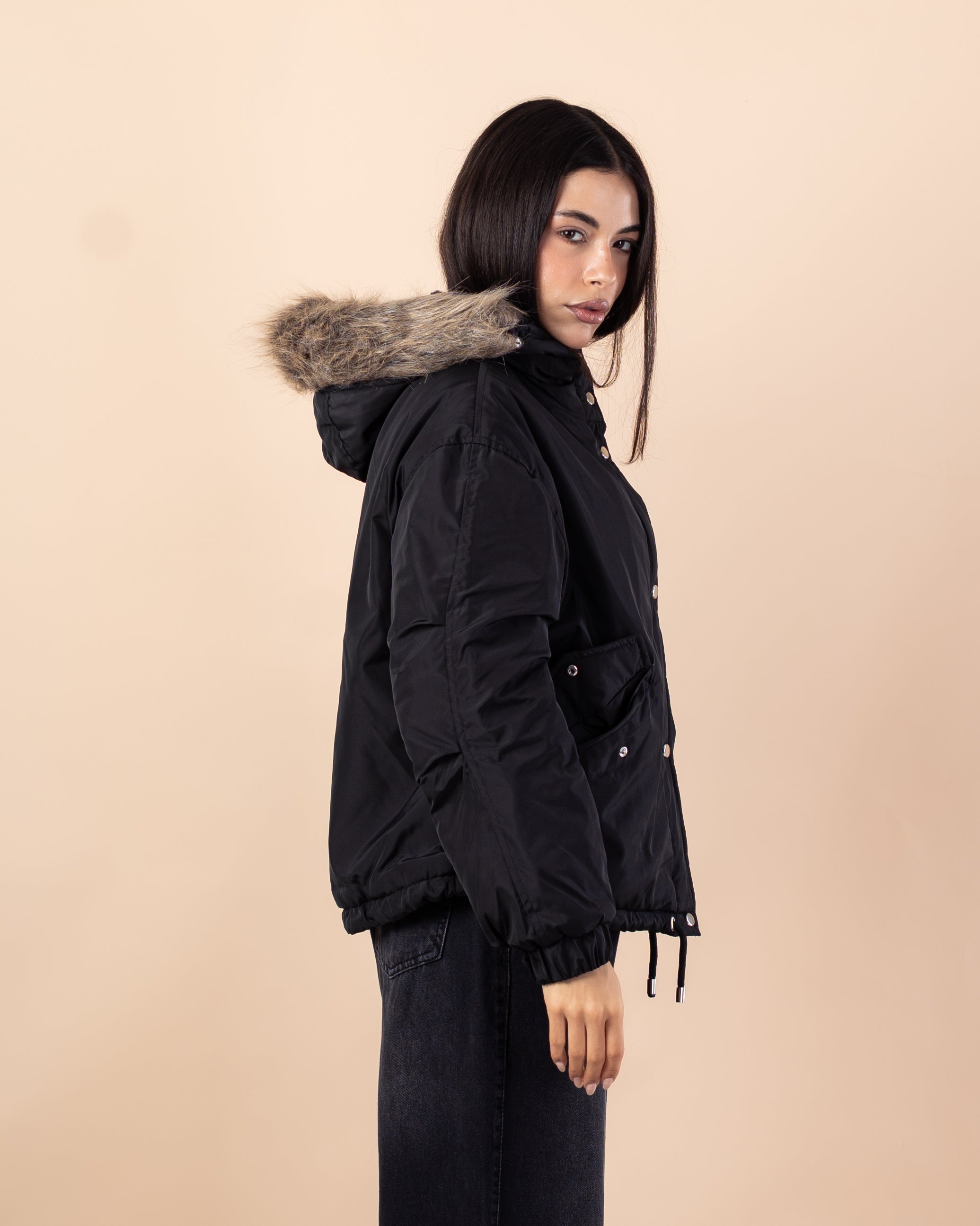 Short Waterproof Jacket – Fur Hood (Colors)