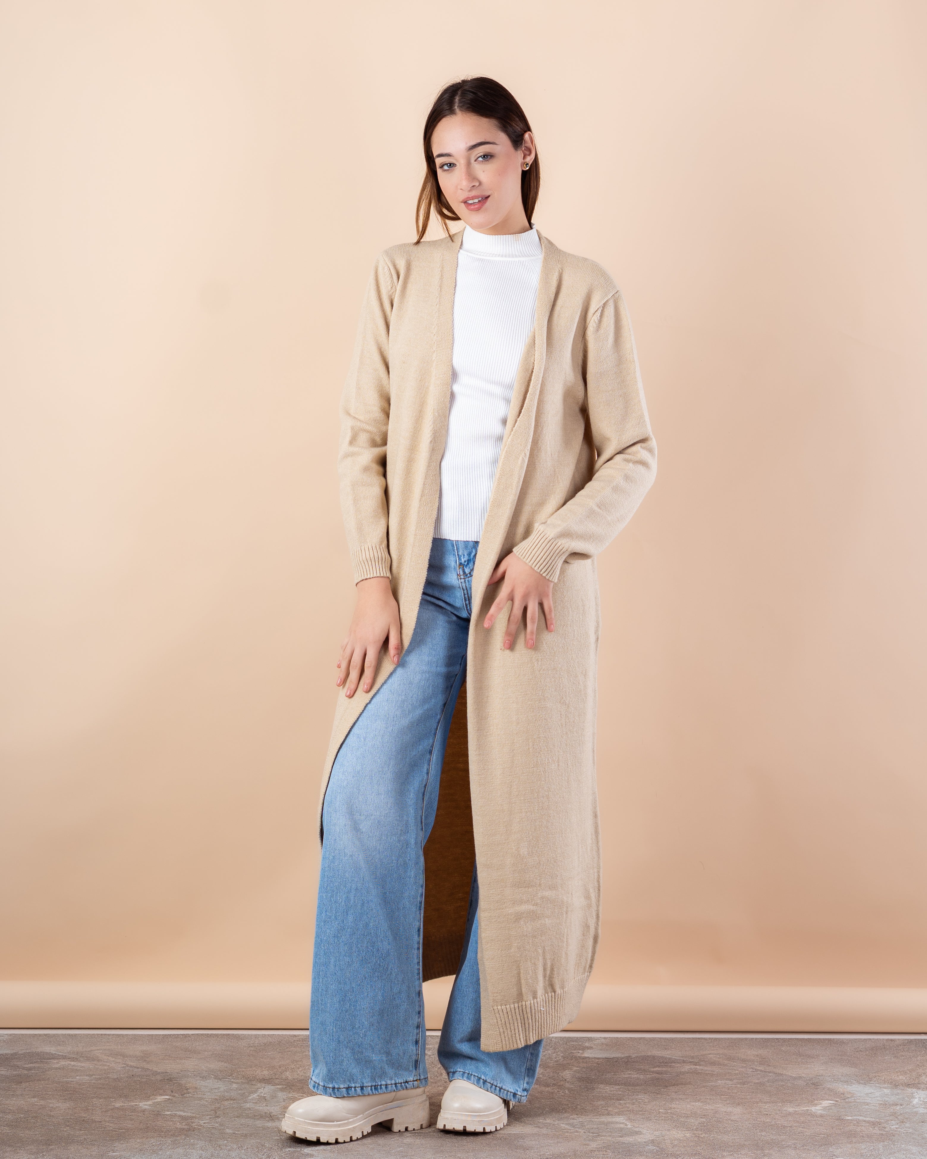 Plain Knitwear Cardigan – Long (Open)