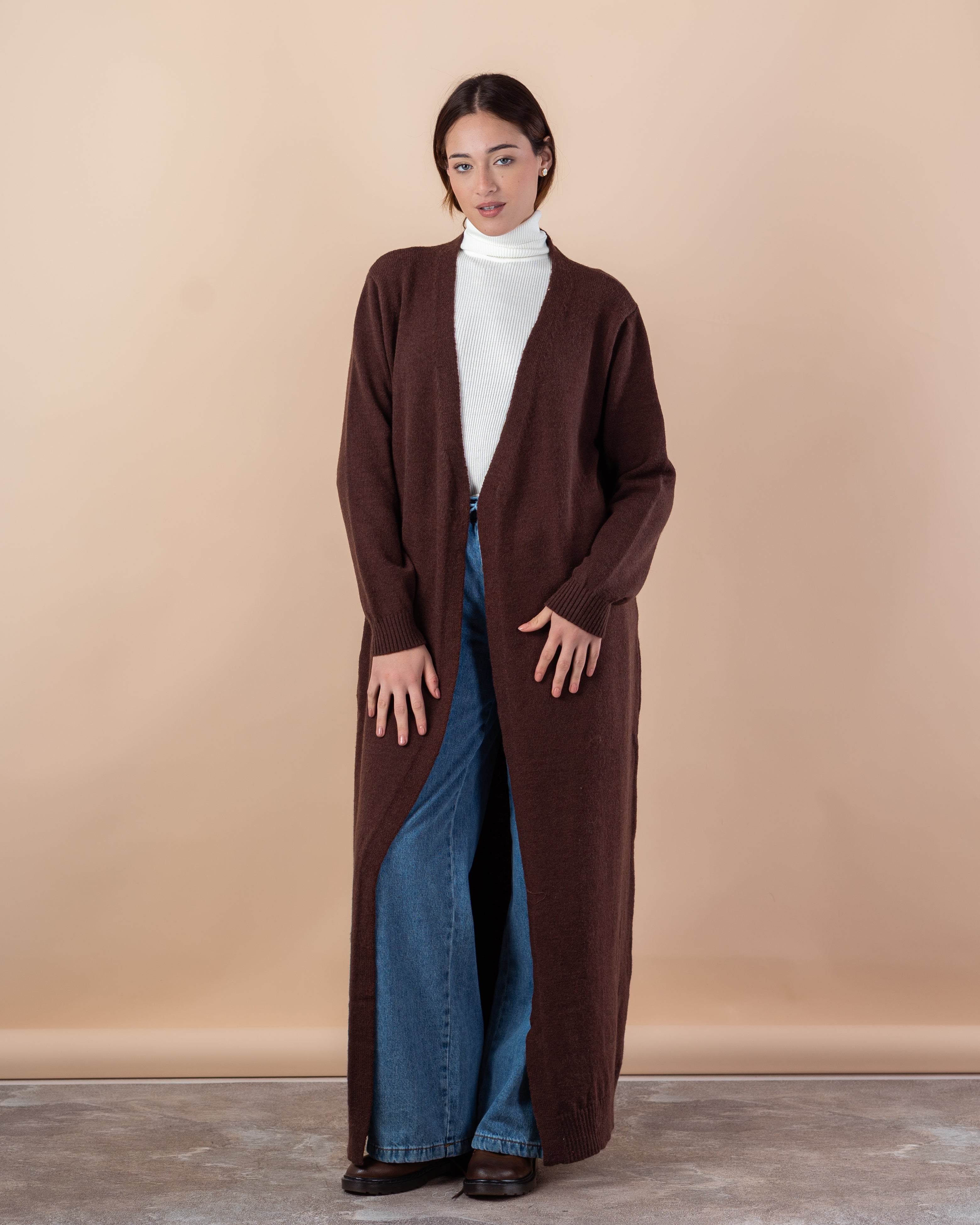 Plain Knitwear Cardigan – Long (Open)