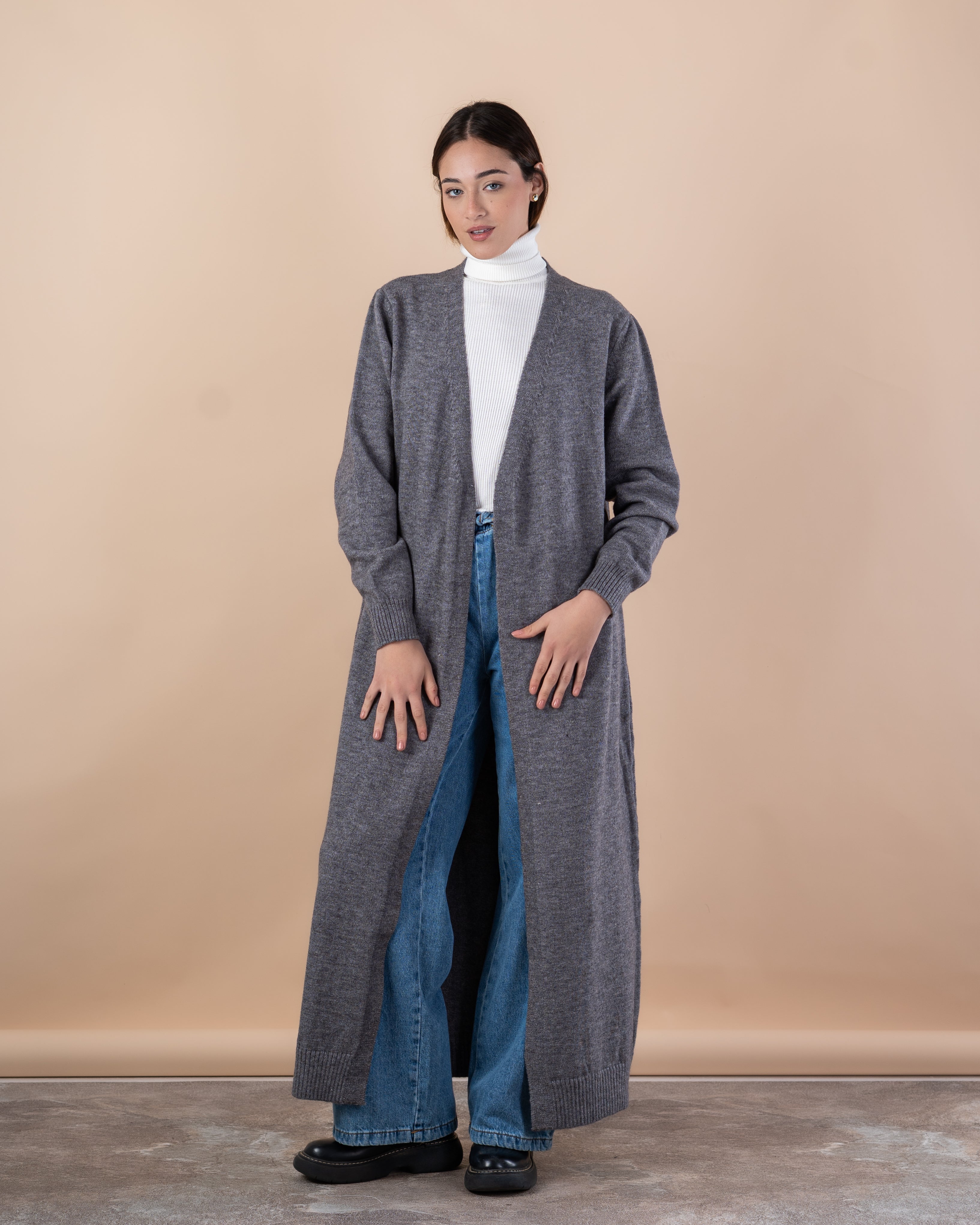 Plain Knitwear Cardigan – Long (Open)