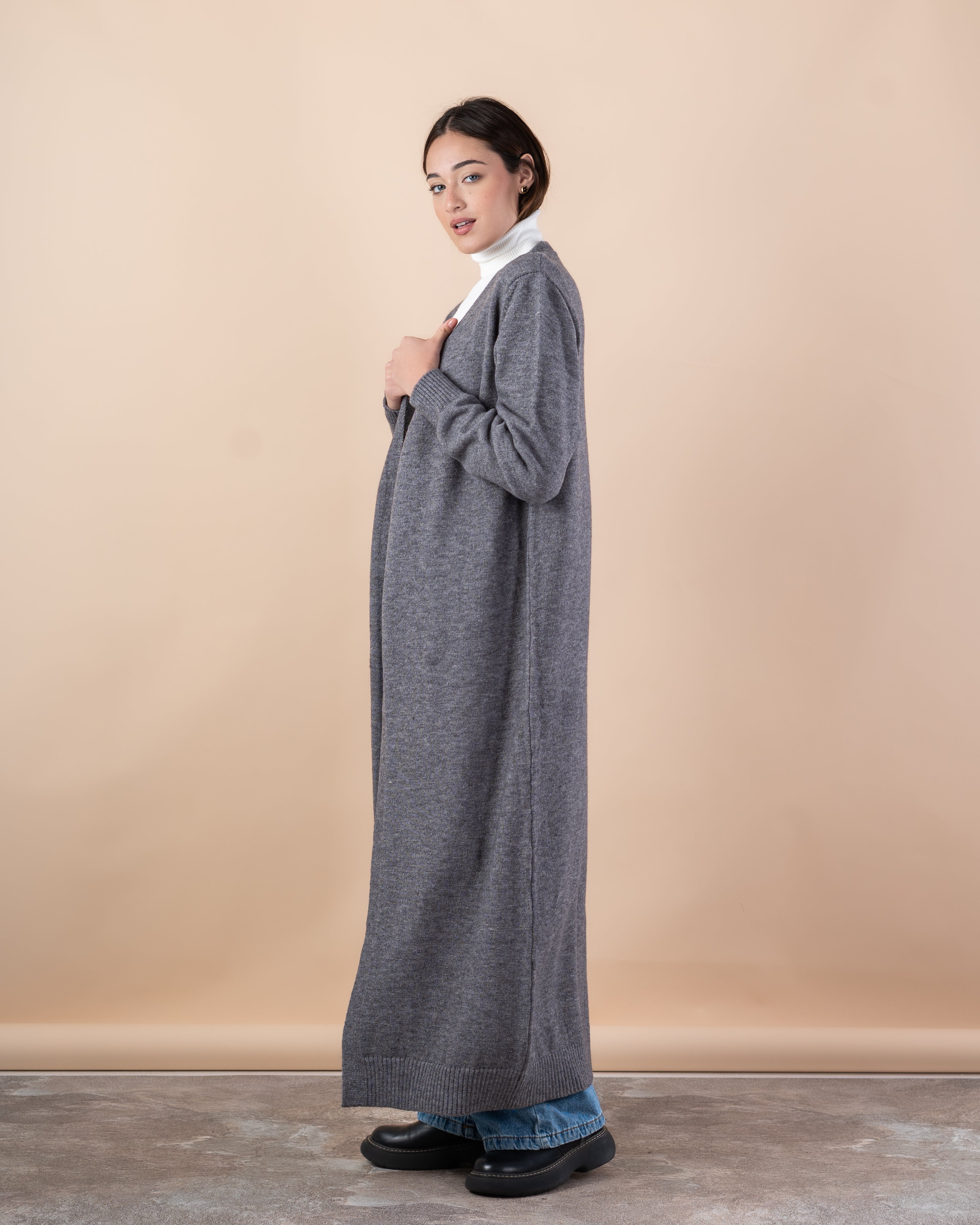 Plain Knitwear Cardigan – Long (Open)