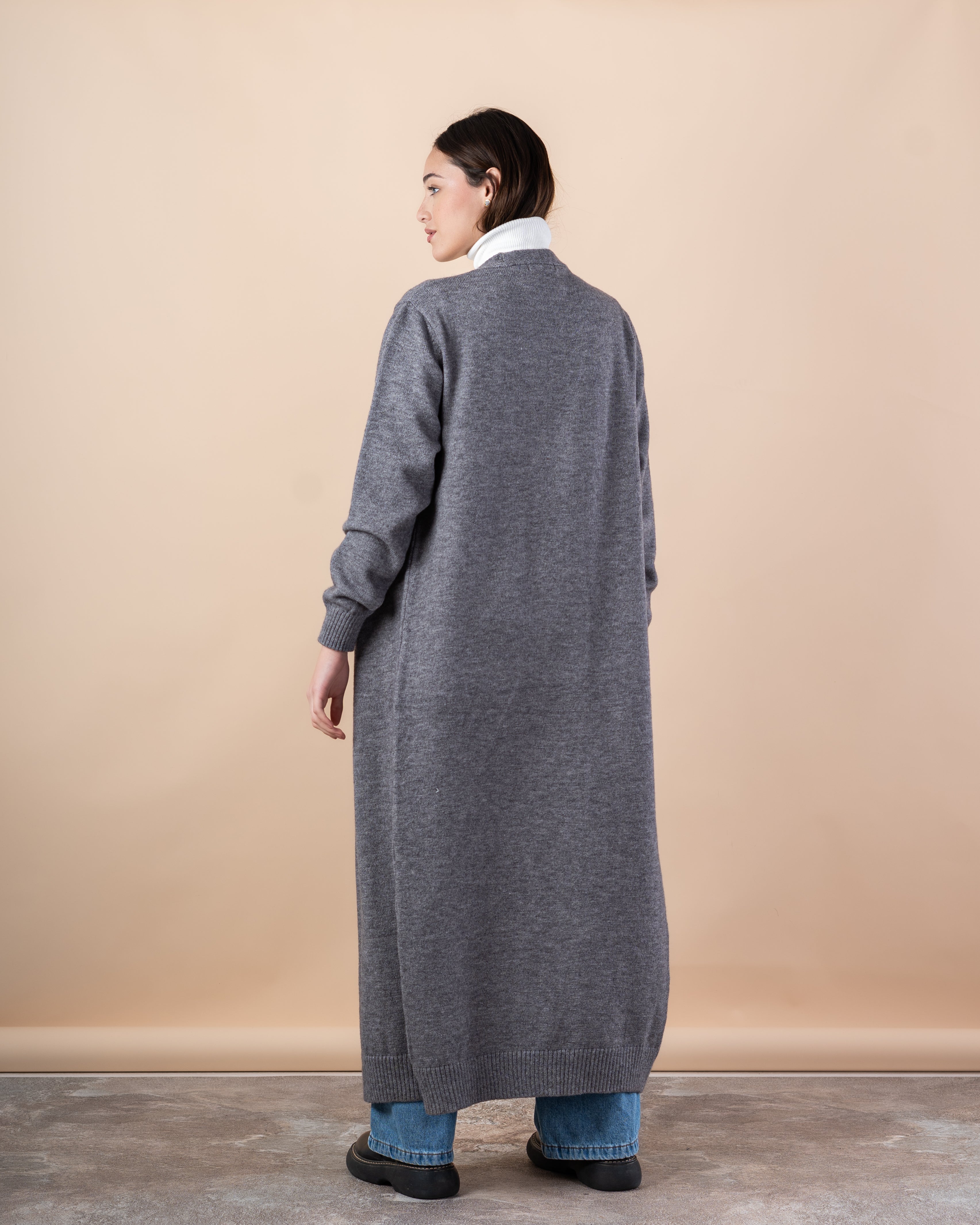 Plain Knitwear Cardigan – Long (Open)