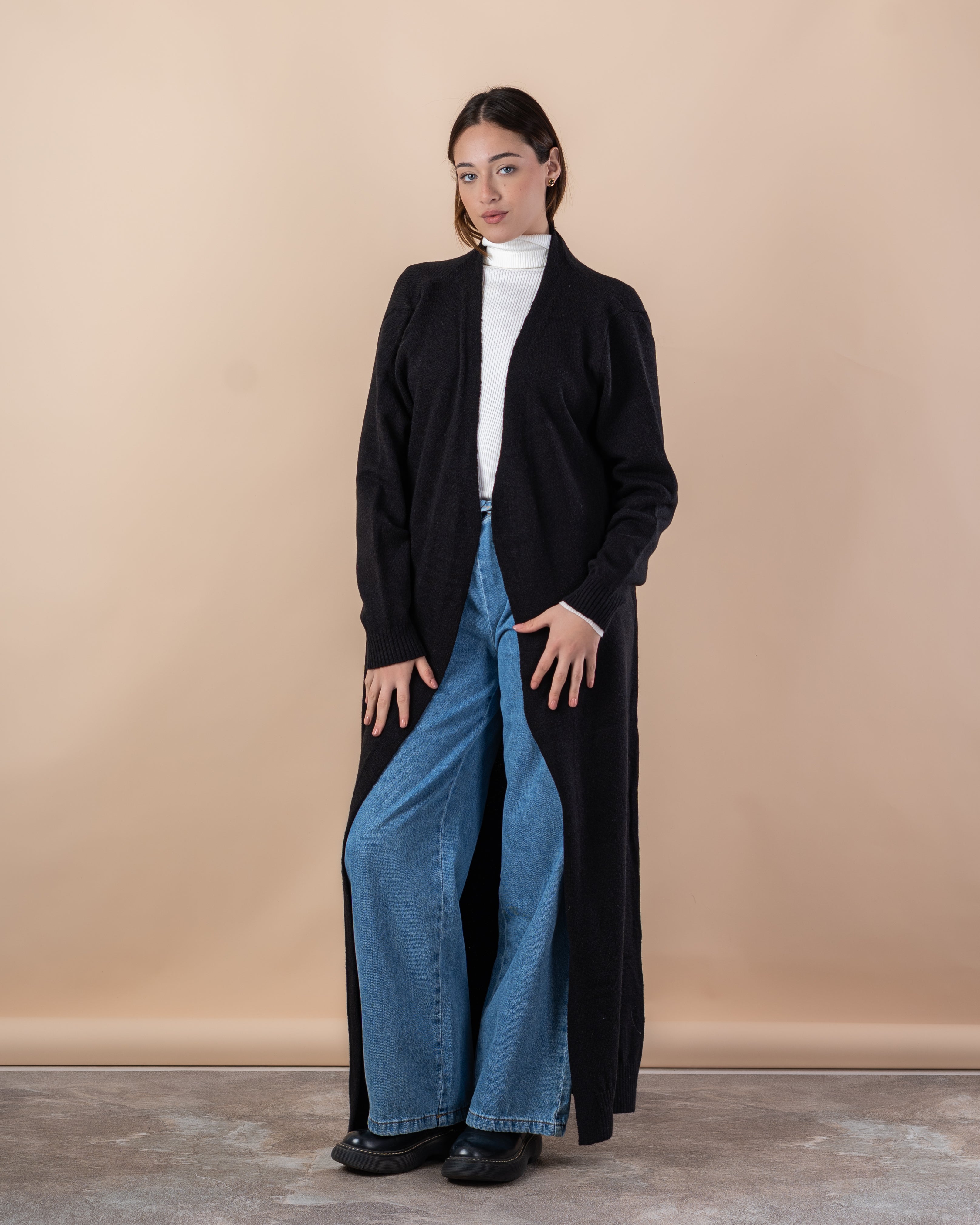 Plain Knitwear Cardigan – Long (Open)