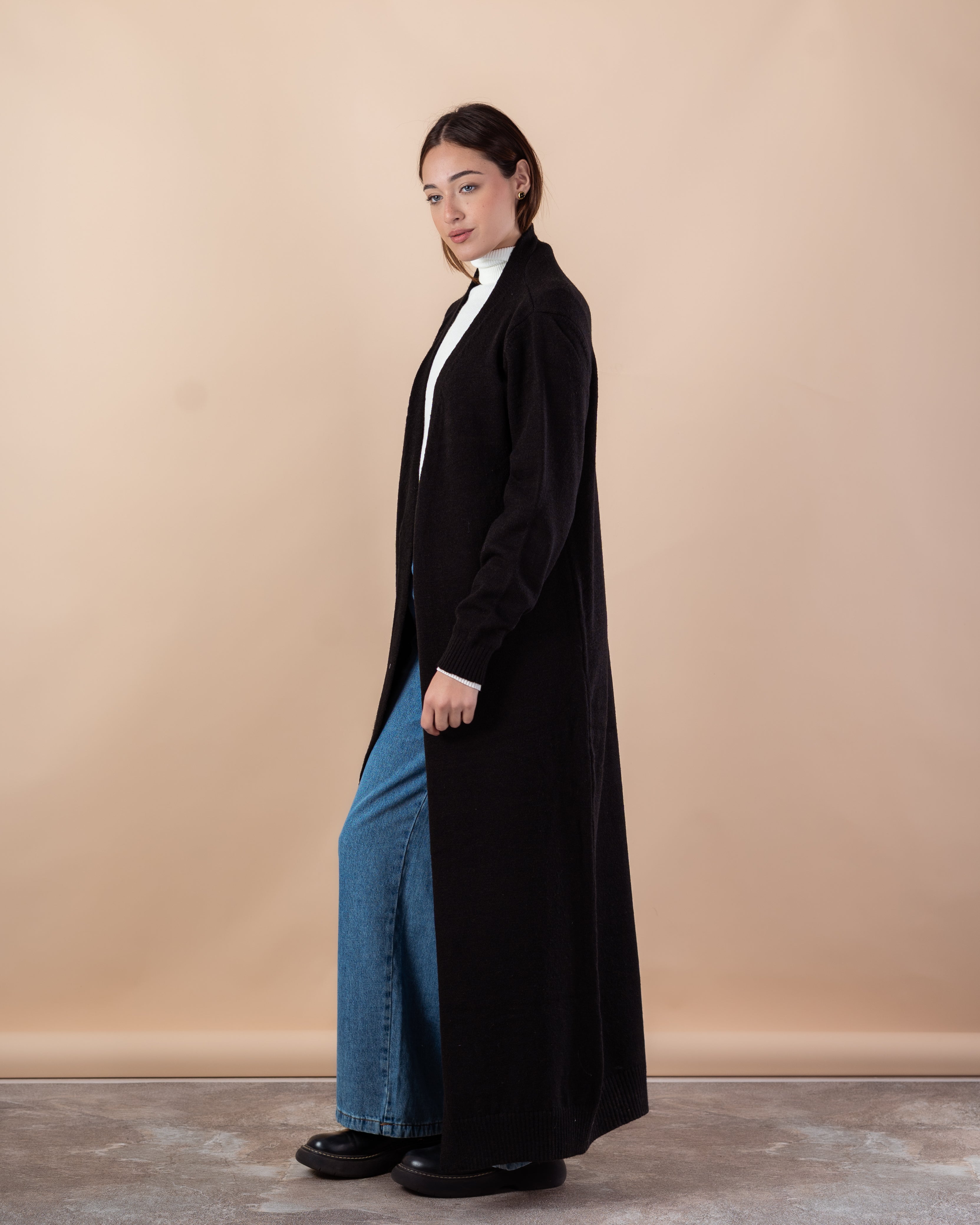 Plain Knitwear Cardigan – Long (Open)