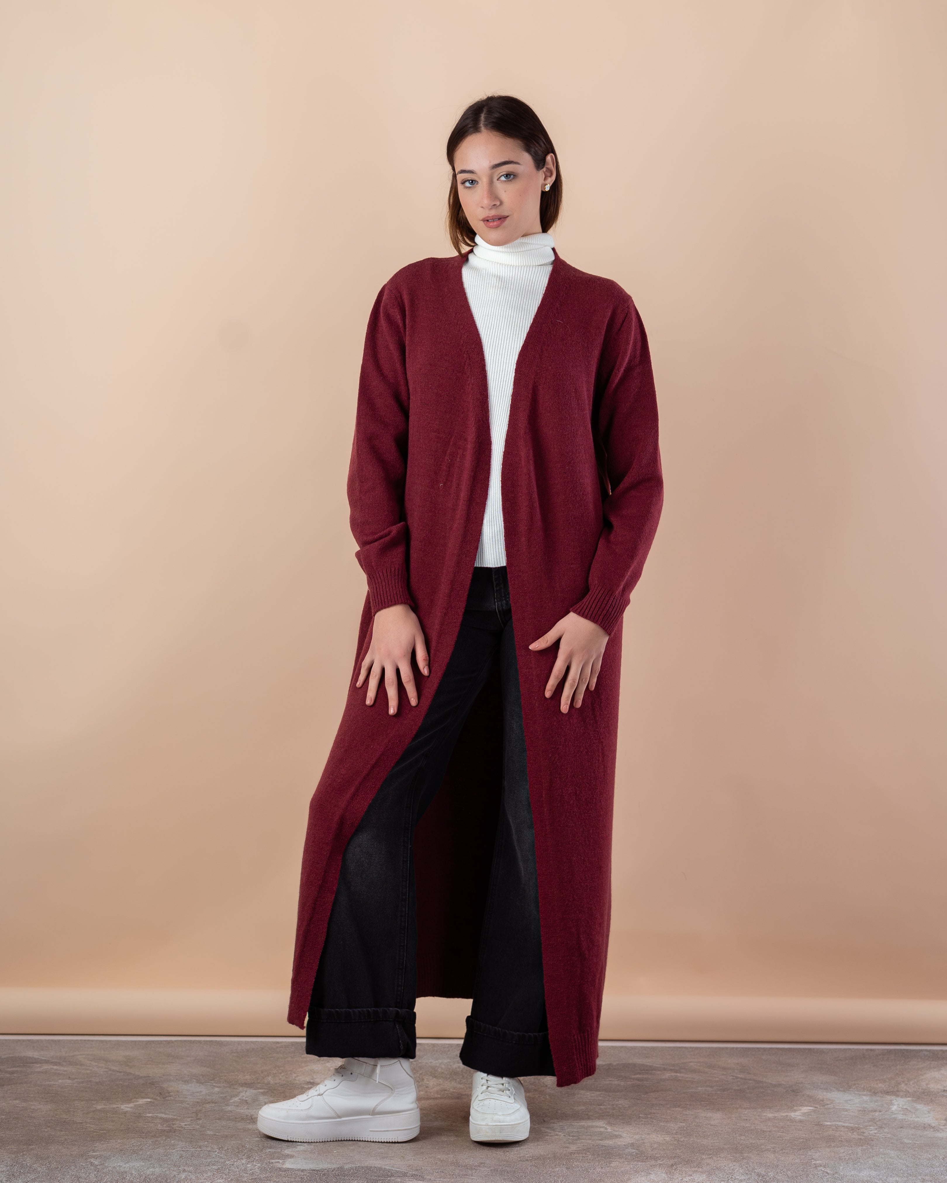 Plain Knitwear Cardigan – Long (Open)