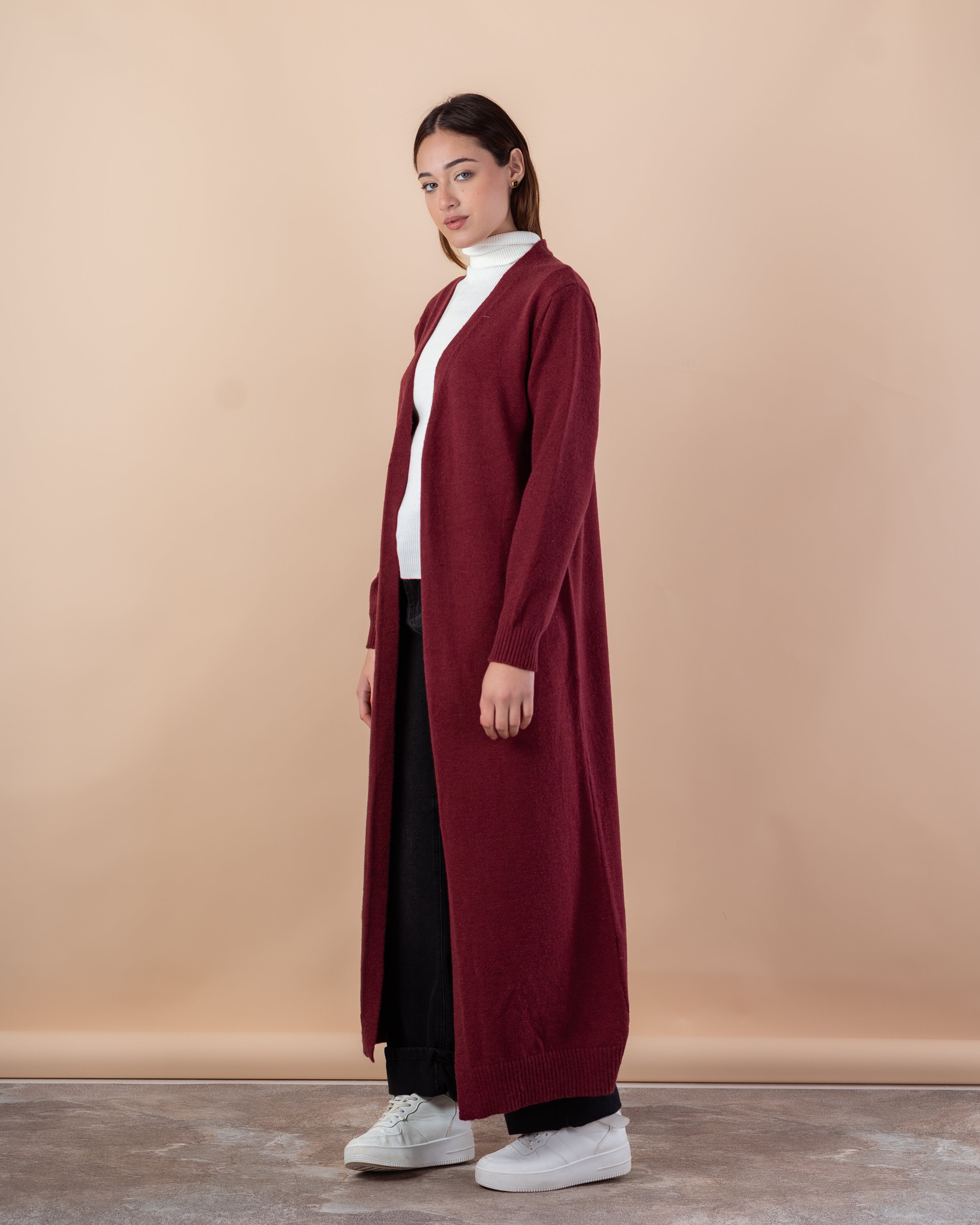 Plain Knitwear Cardigan – Long (Open)