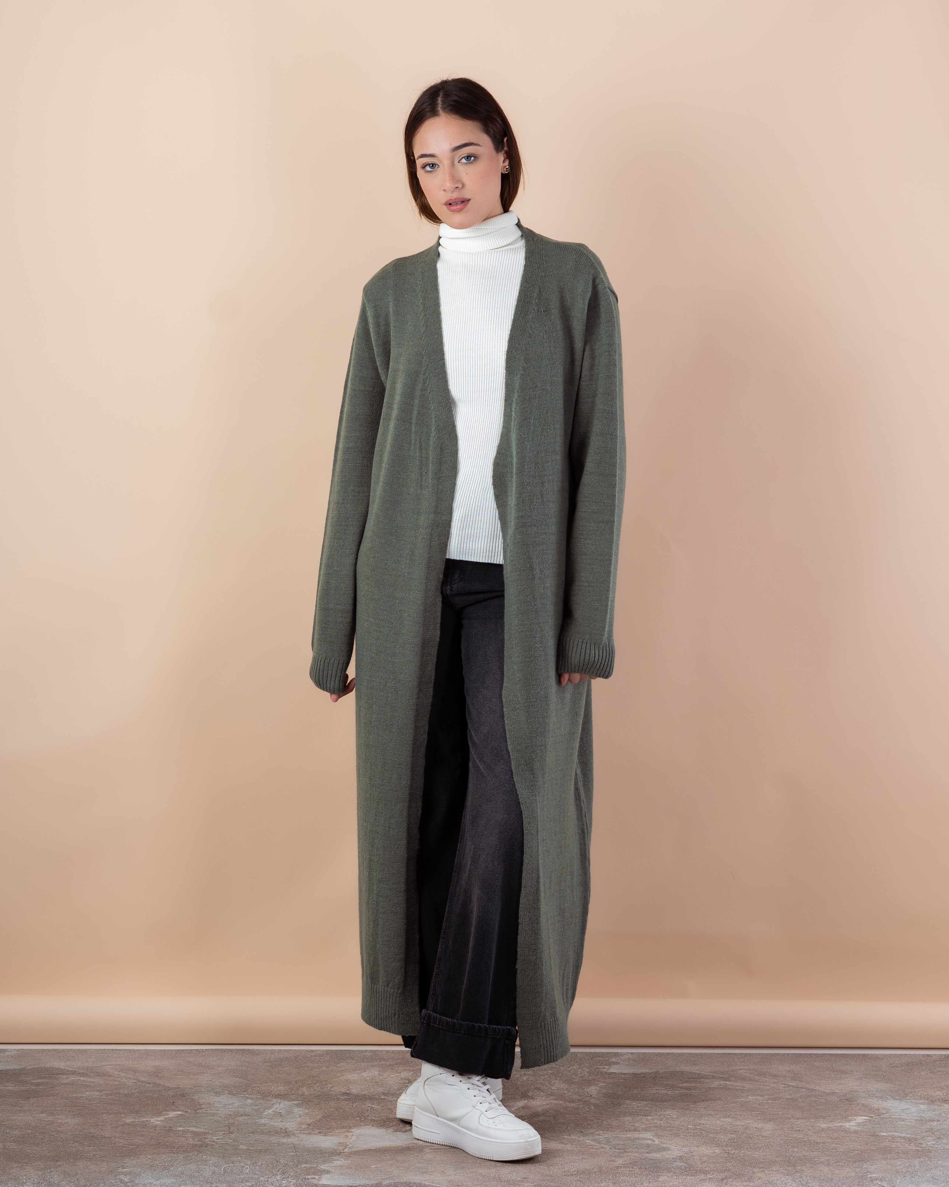 Plain Knitwear Cardigan – Long (Open)
