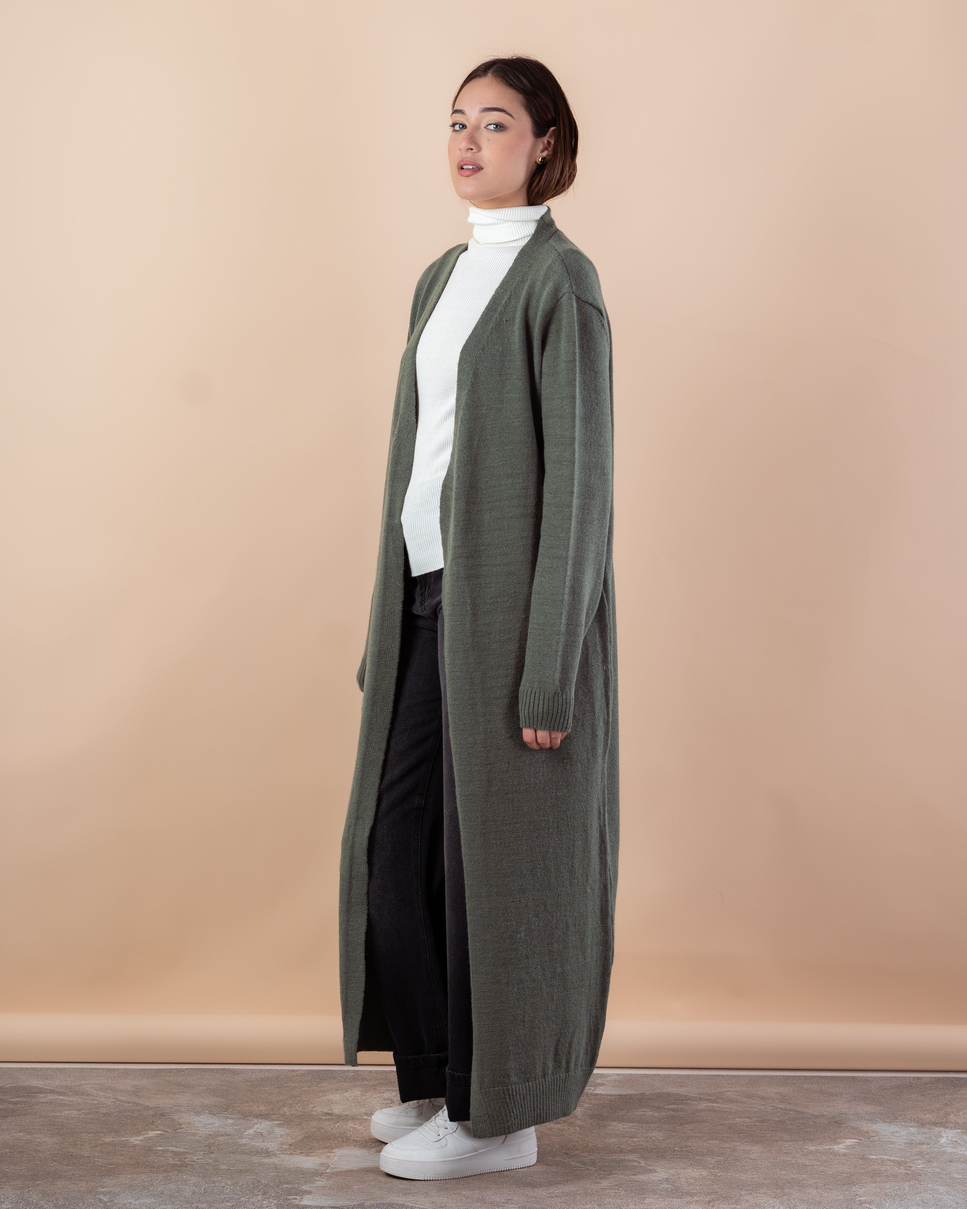 Plain Knitwear Cardigan – Long (Open)