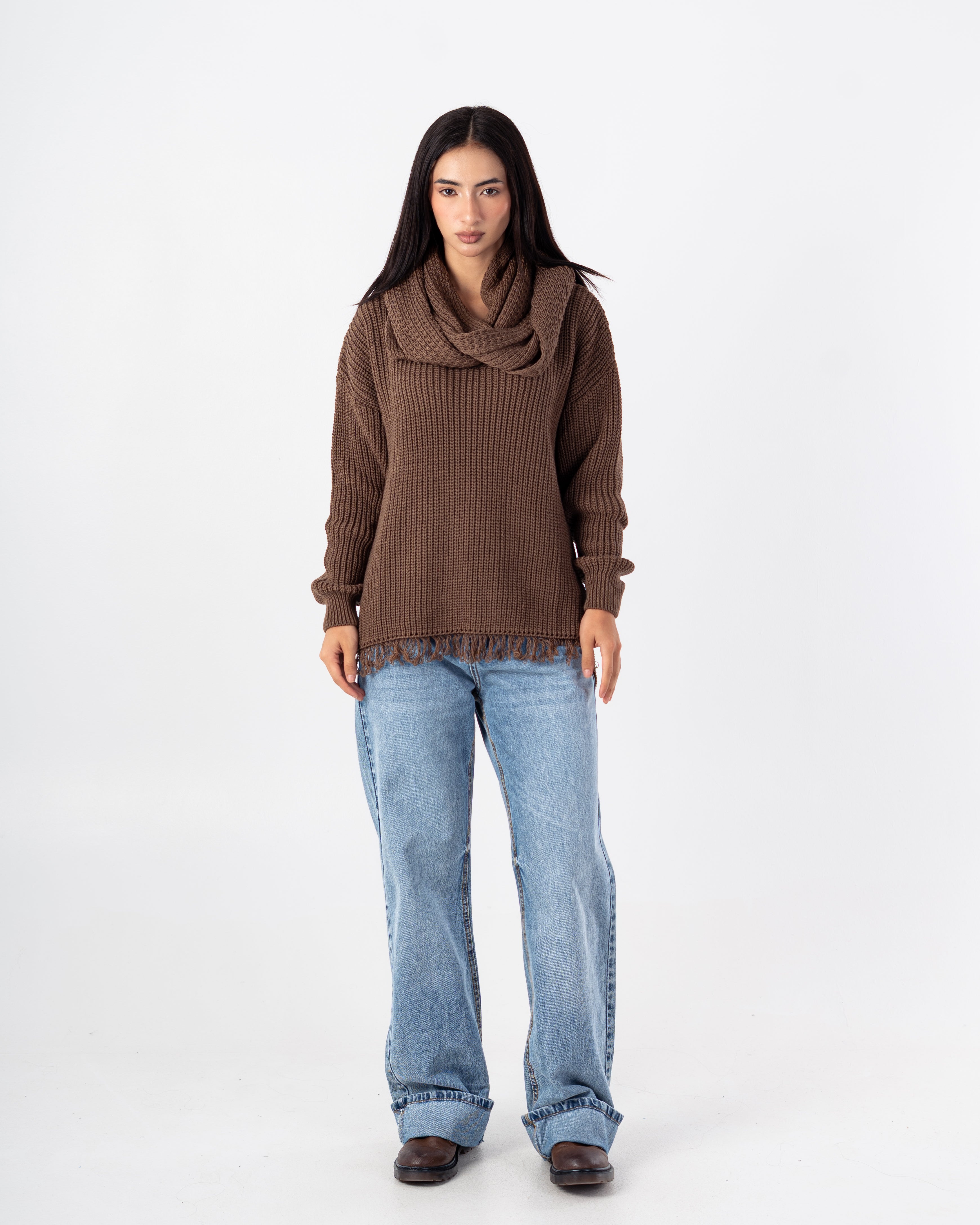 Knitwear Pullover – Plain With Scarf