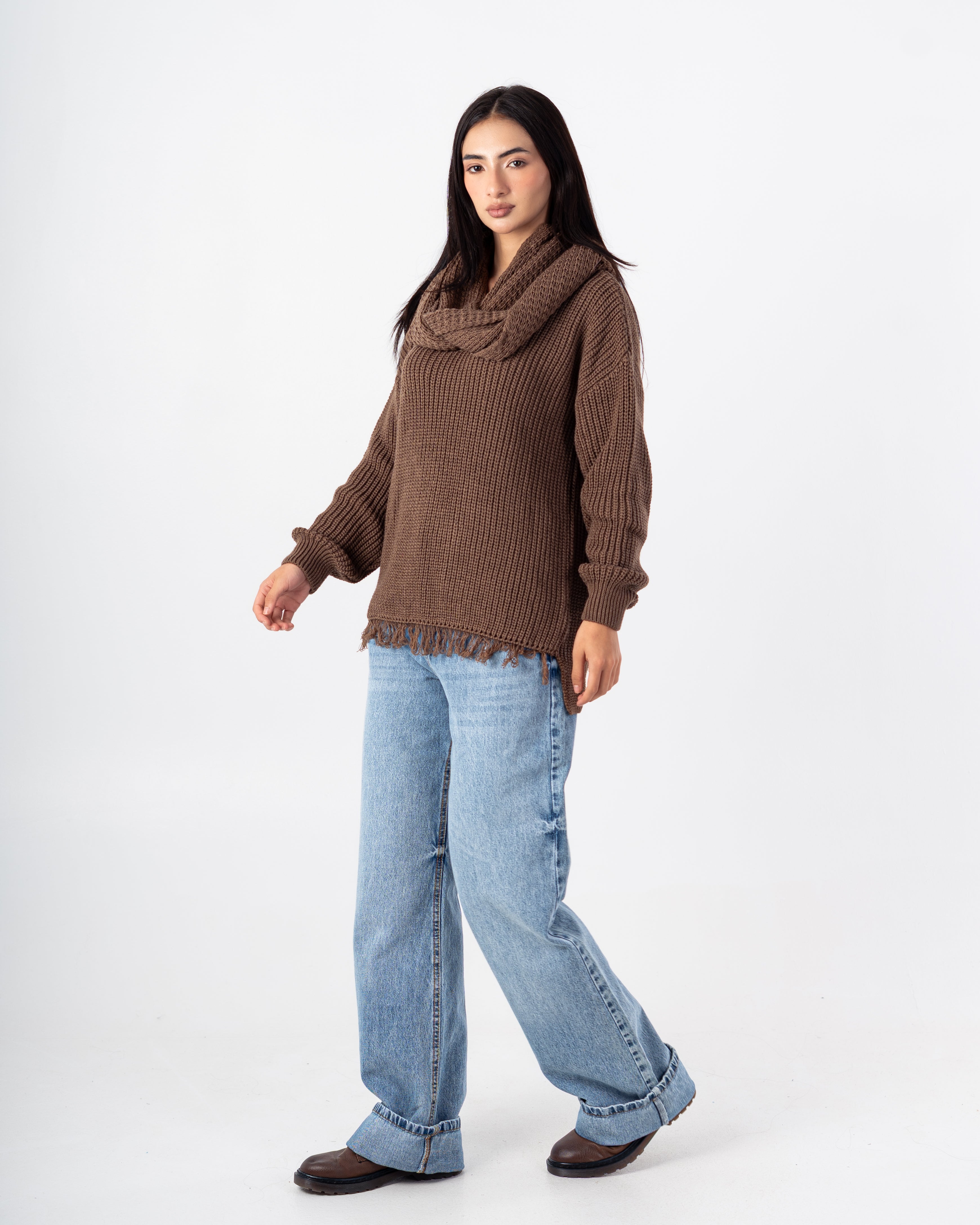 Knitwear Pullover – Plain With Scarf