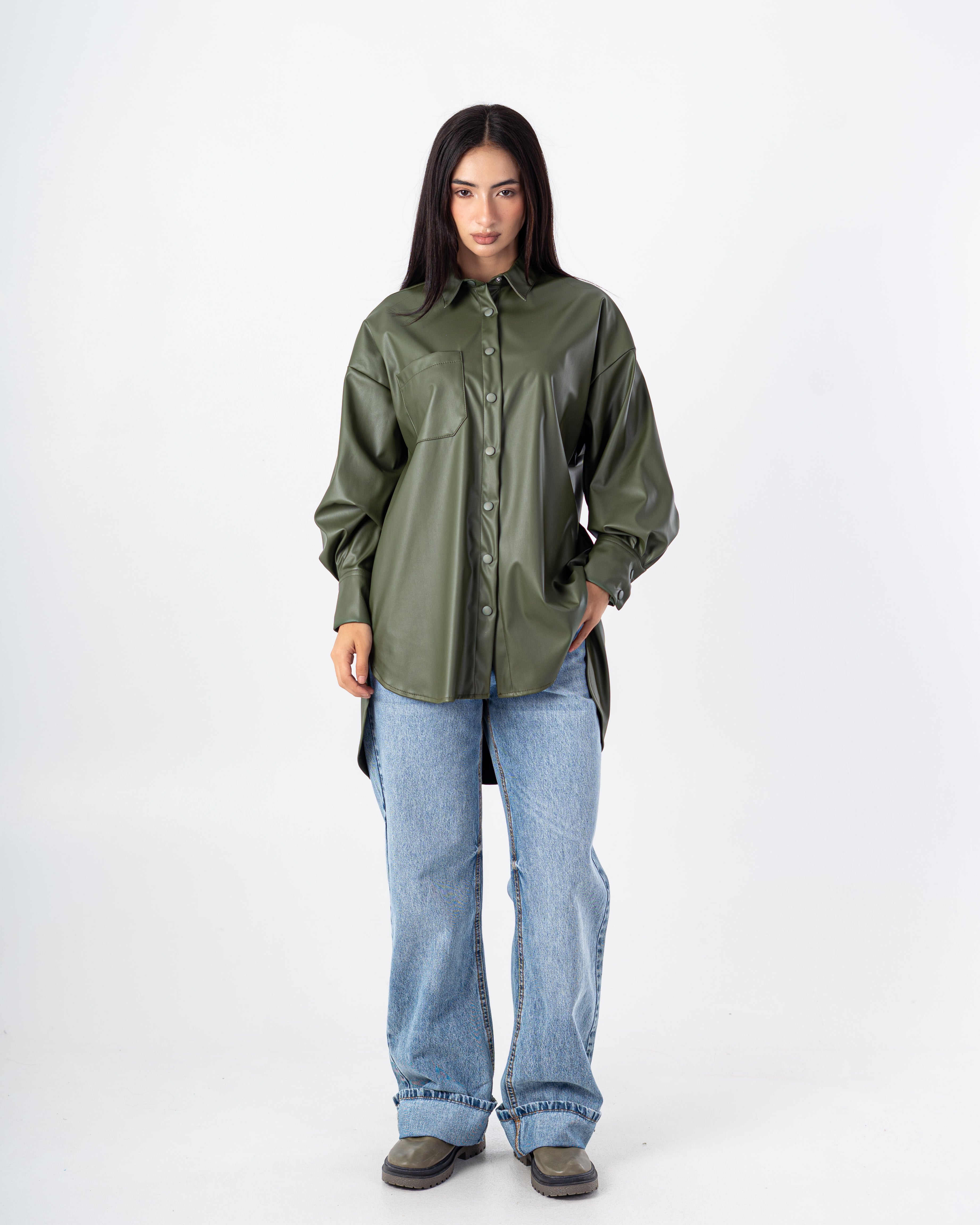 Leather Shirt – Chest Pocket (Snap Buttons)