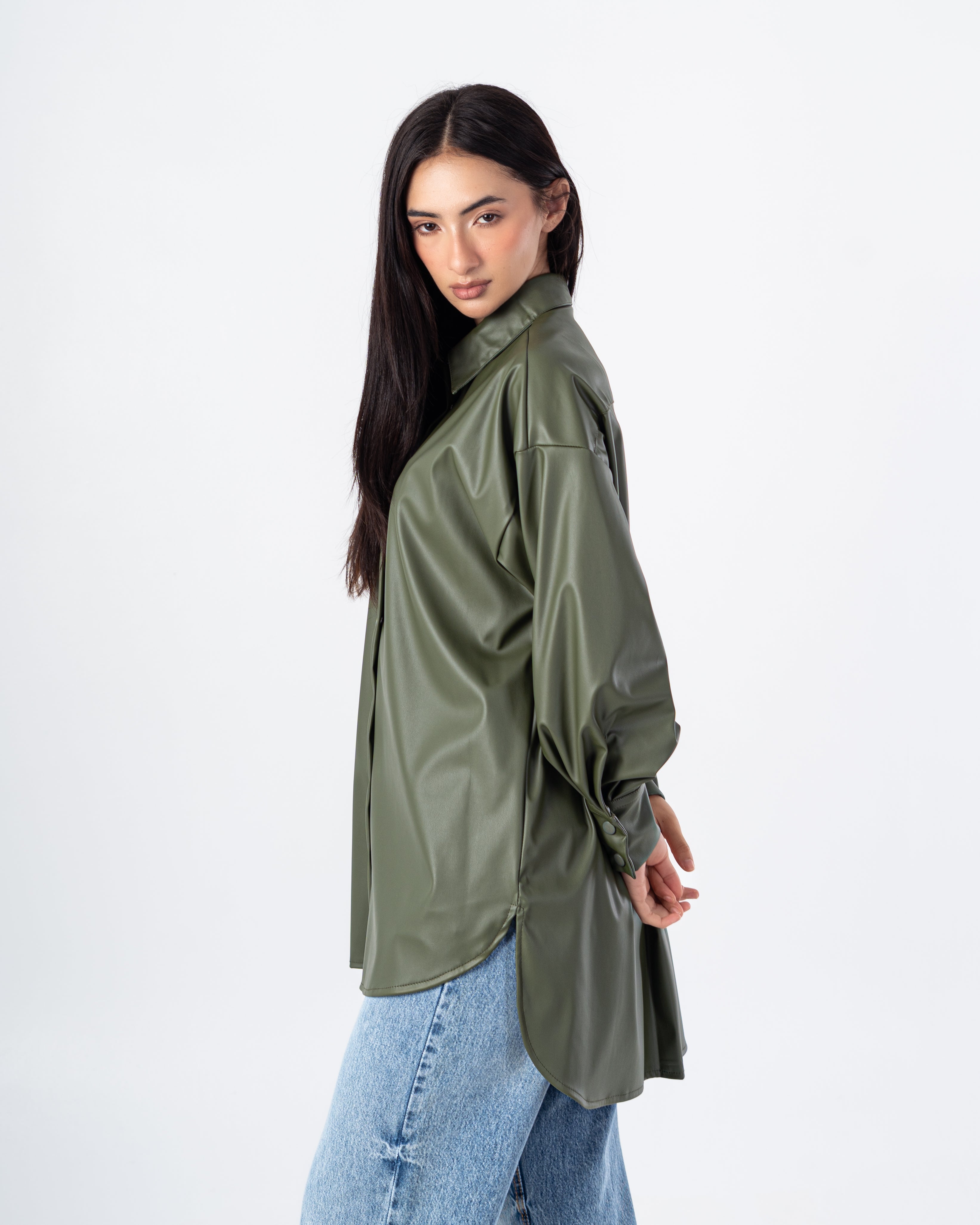 Leather Shirt – Chest Pocket (Snap Buttons)