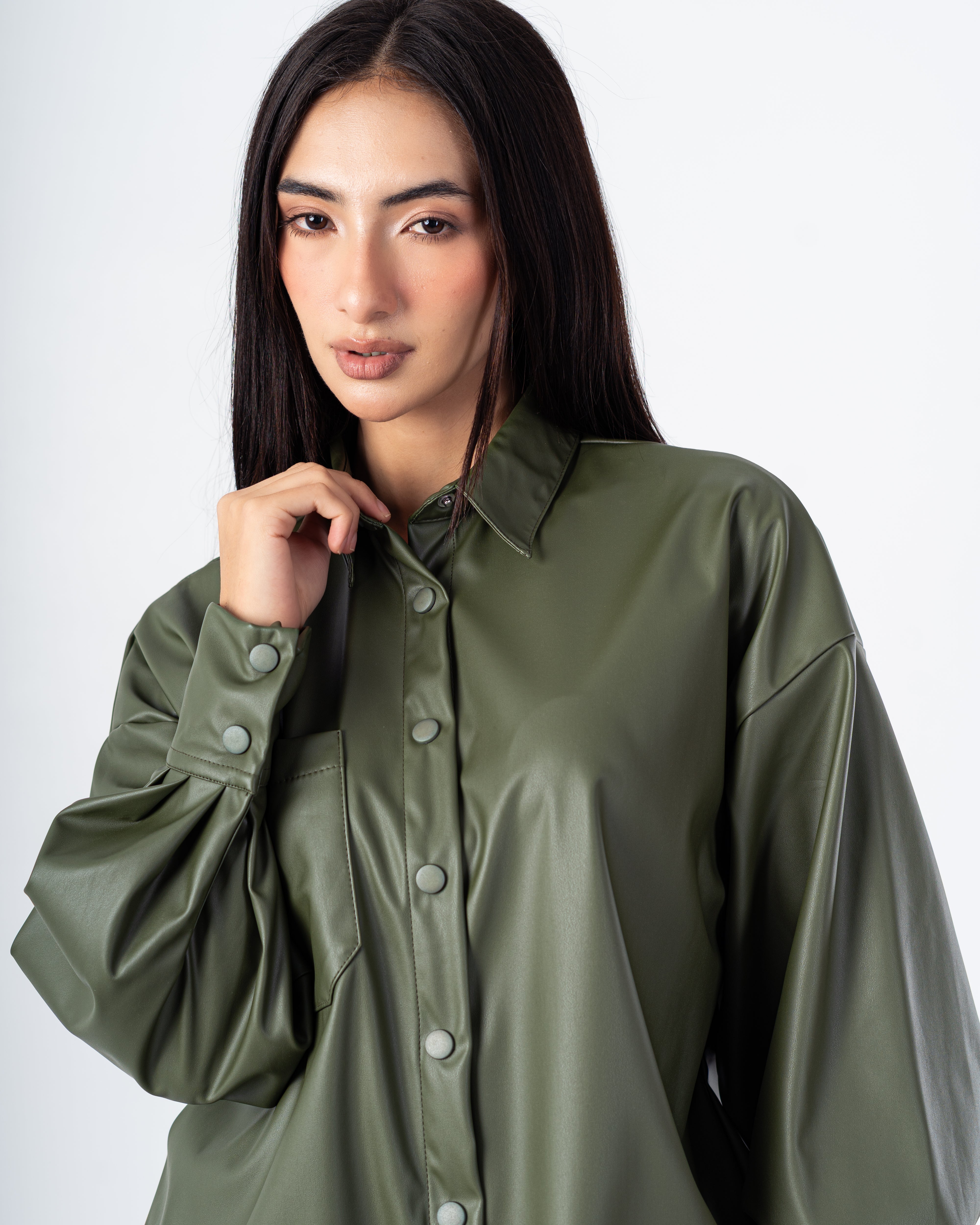 Leather Shirt – Chest Pocket (Snap Buttons)