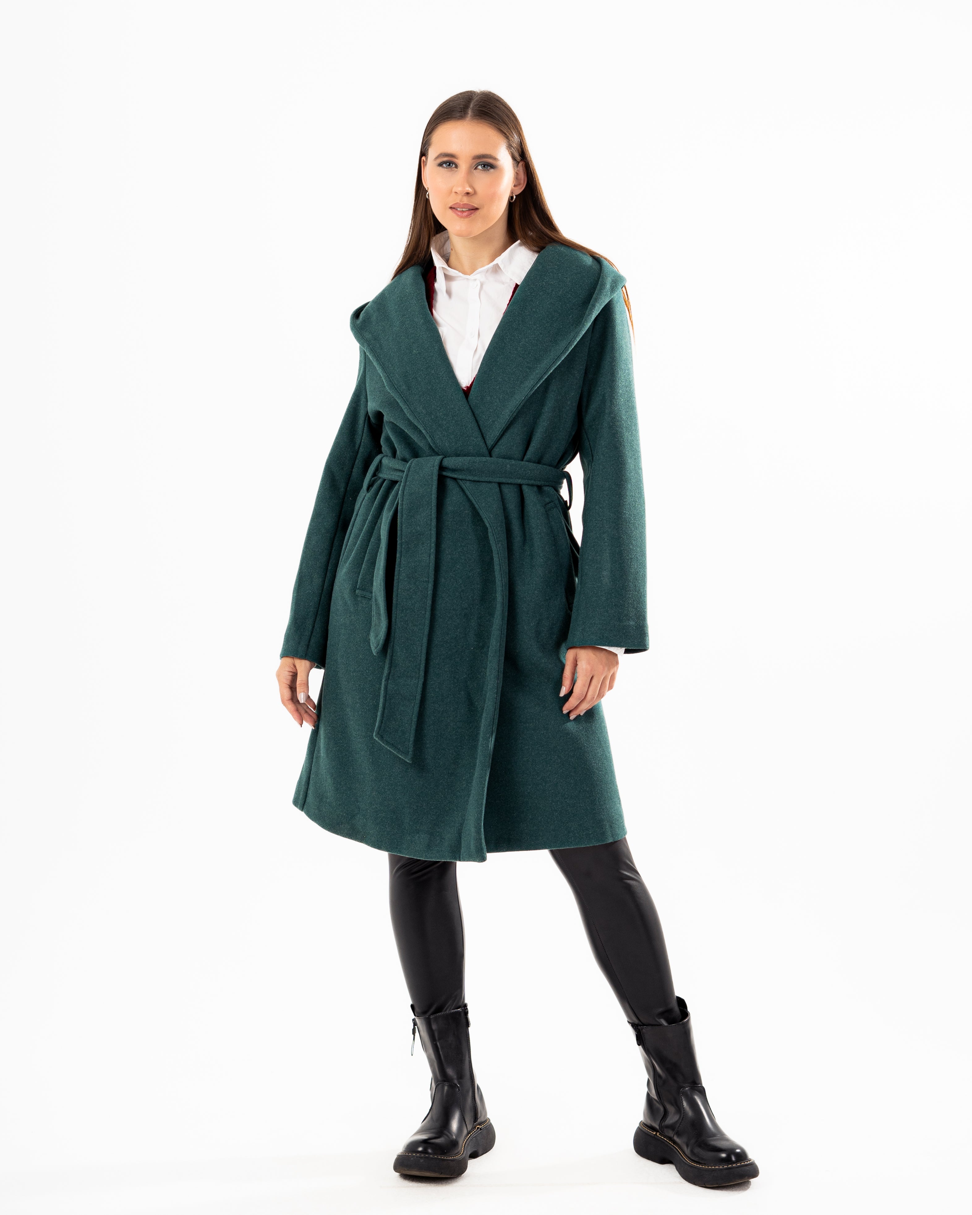 Wool Coat - Belted (Plain with Pockets)