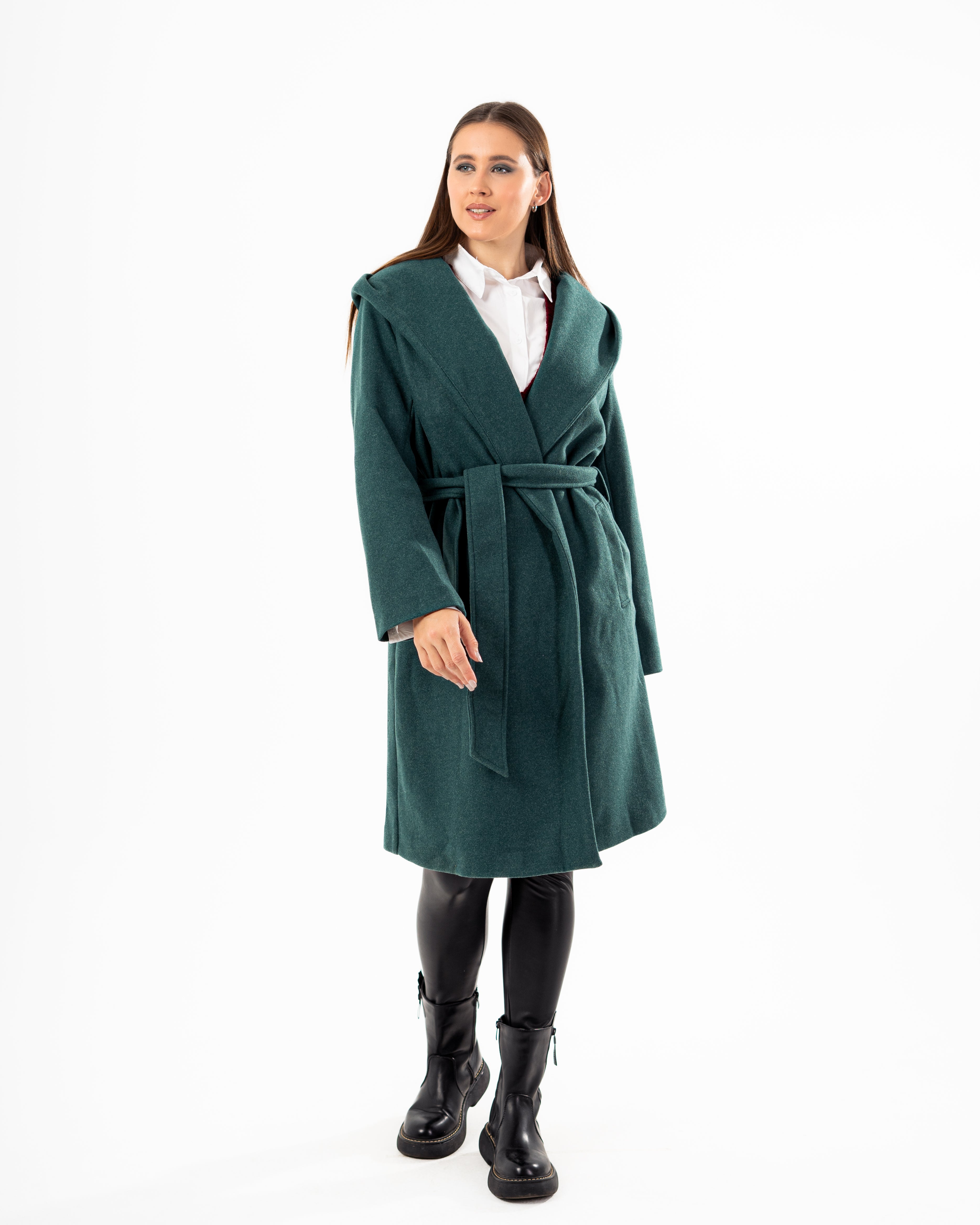 Wool Coat - Belted (Plain with Pockets)