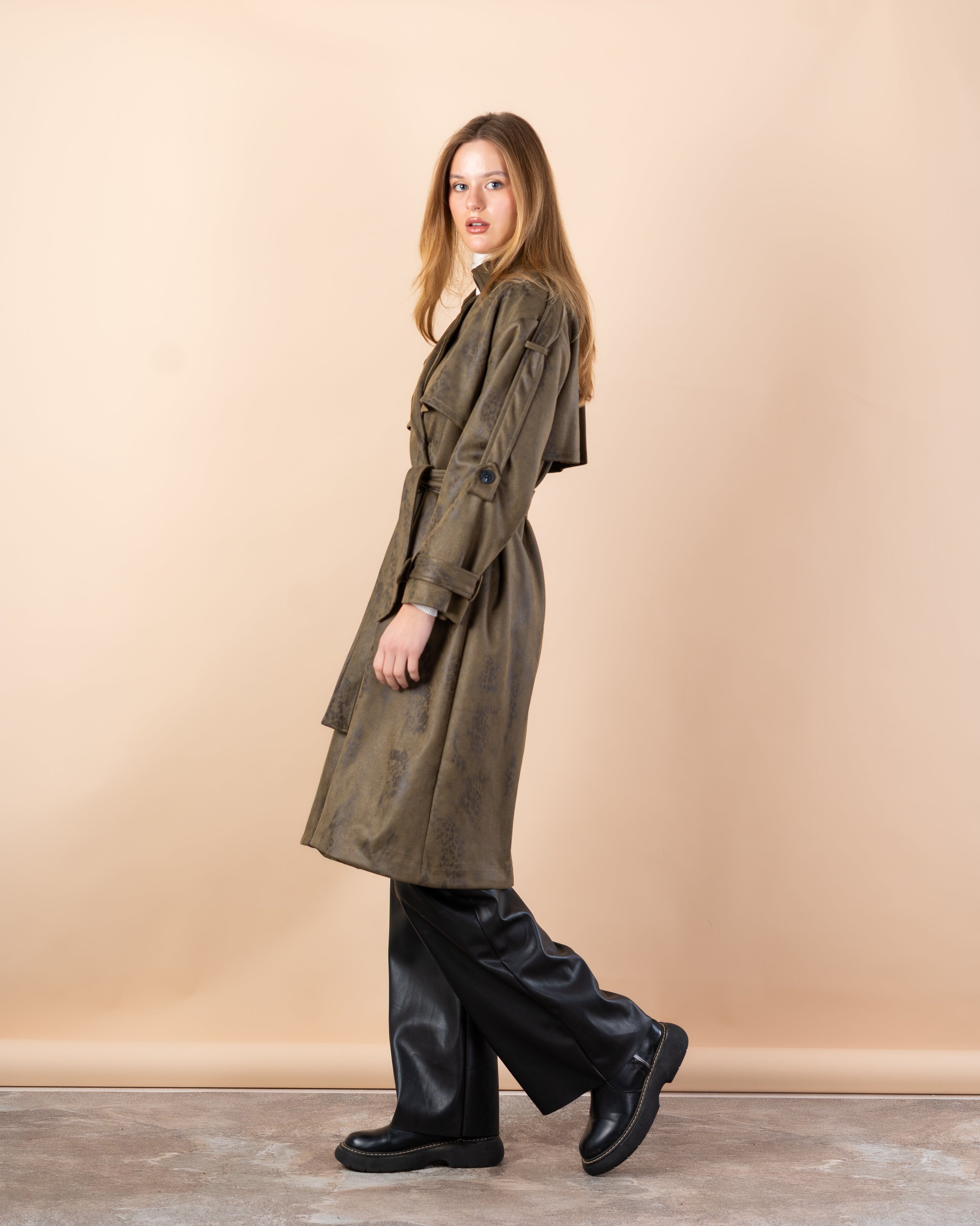 Trench coat gabardine with belt
