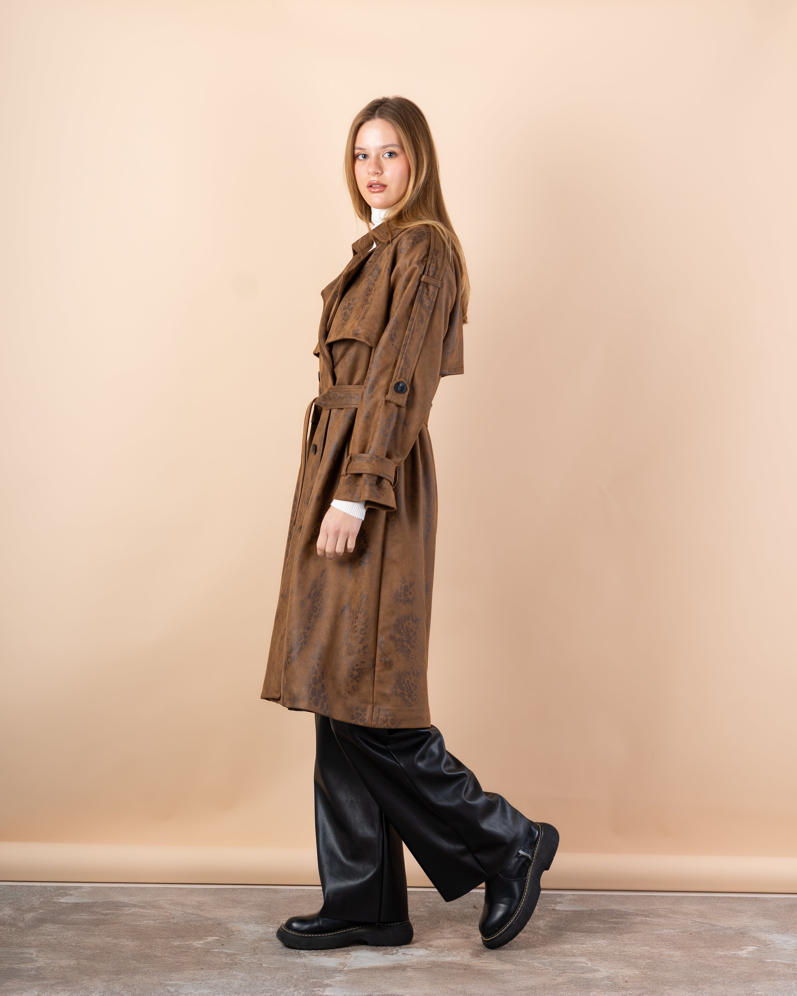 Trench coat gabardine with belt