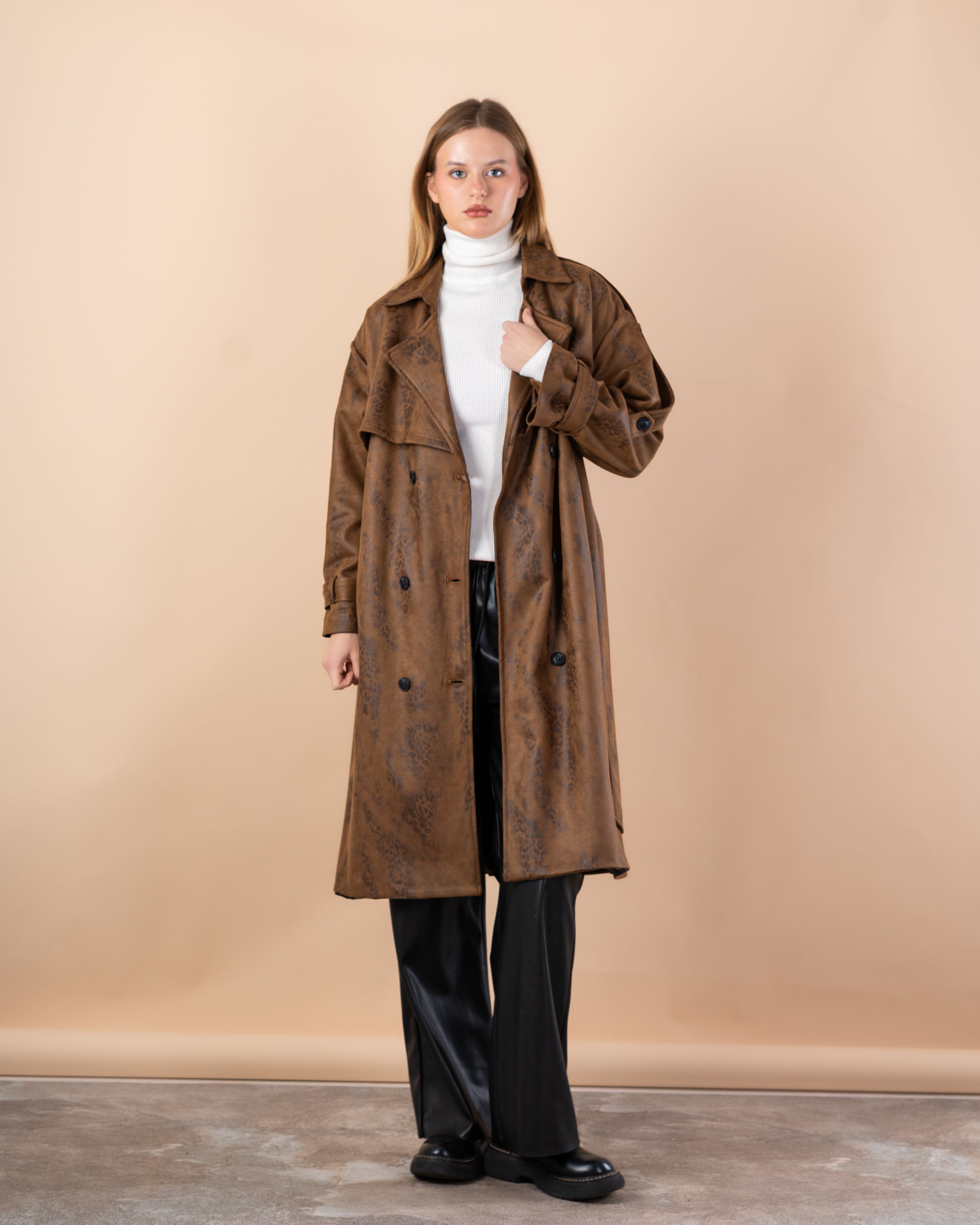 Trench coat gabardine with belt