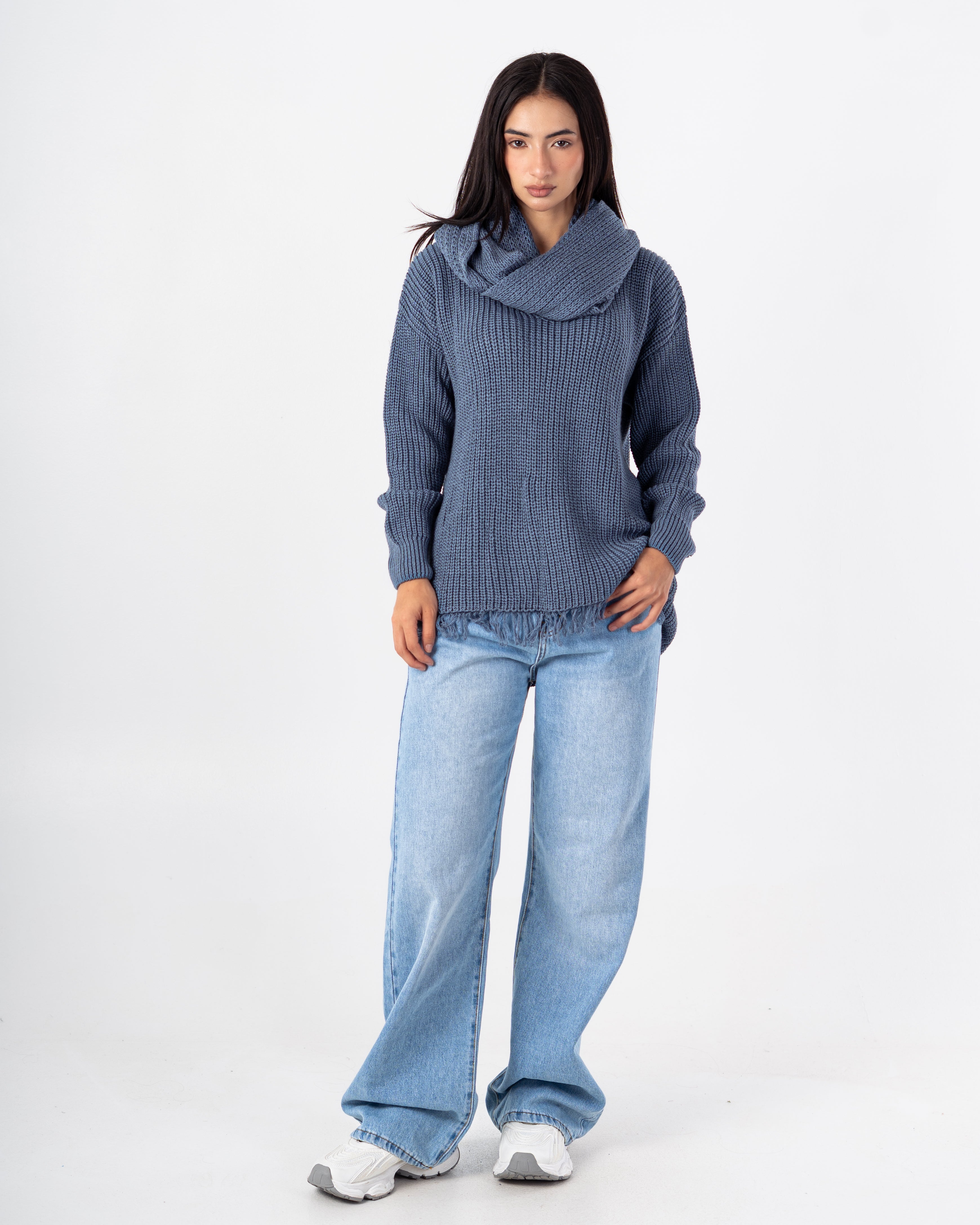 Knitwear Pullover – Plain With Scarf