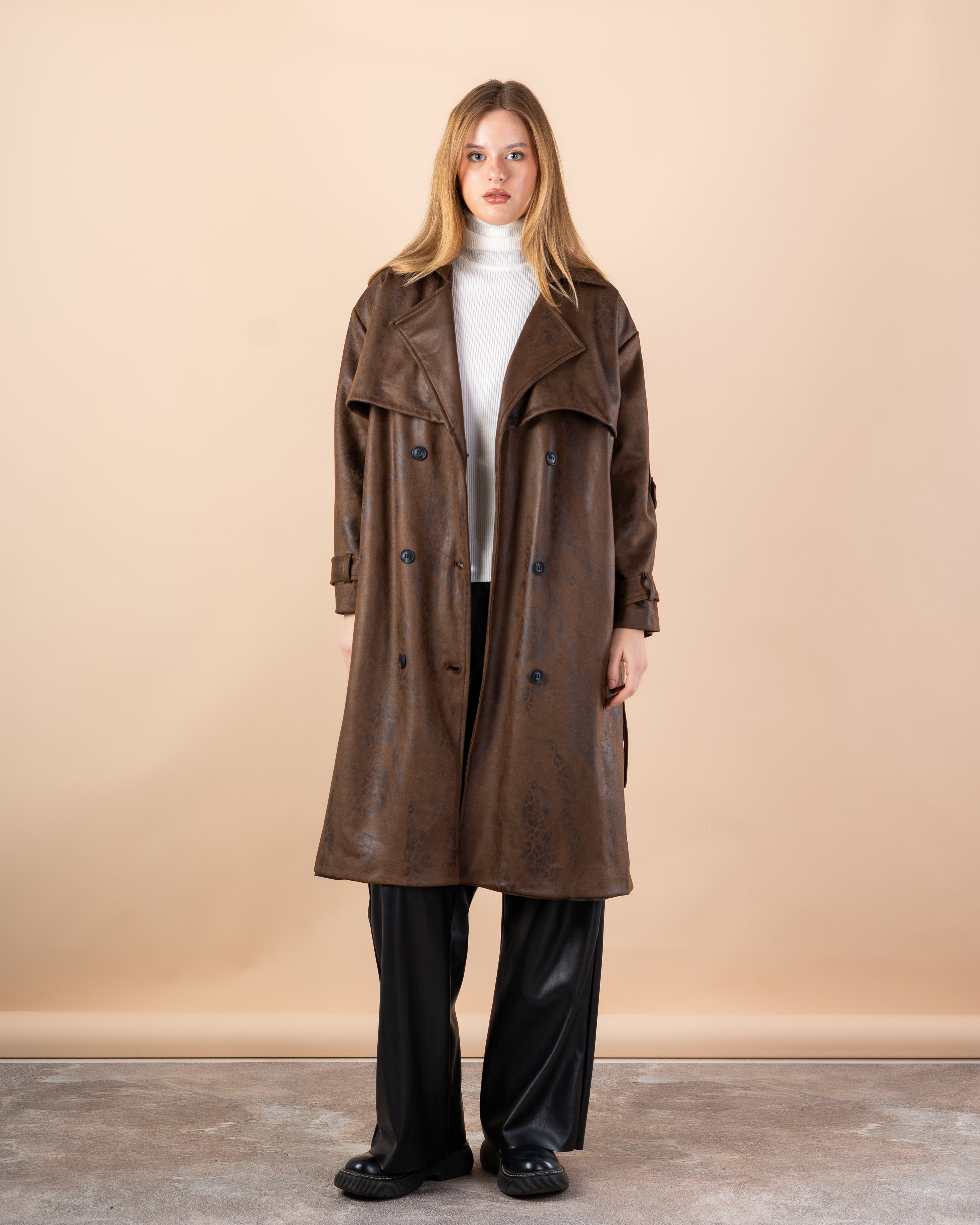 Trench coat gabardine with belt