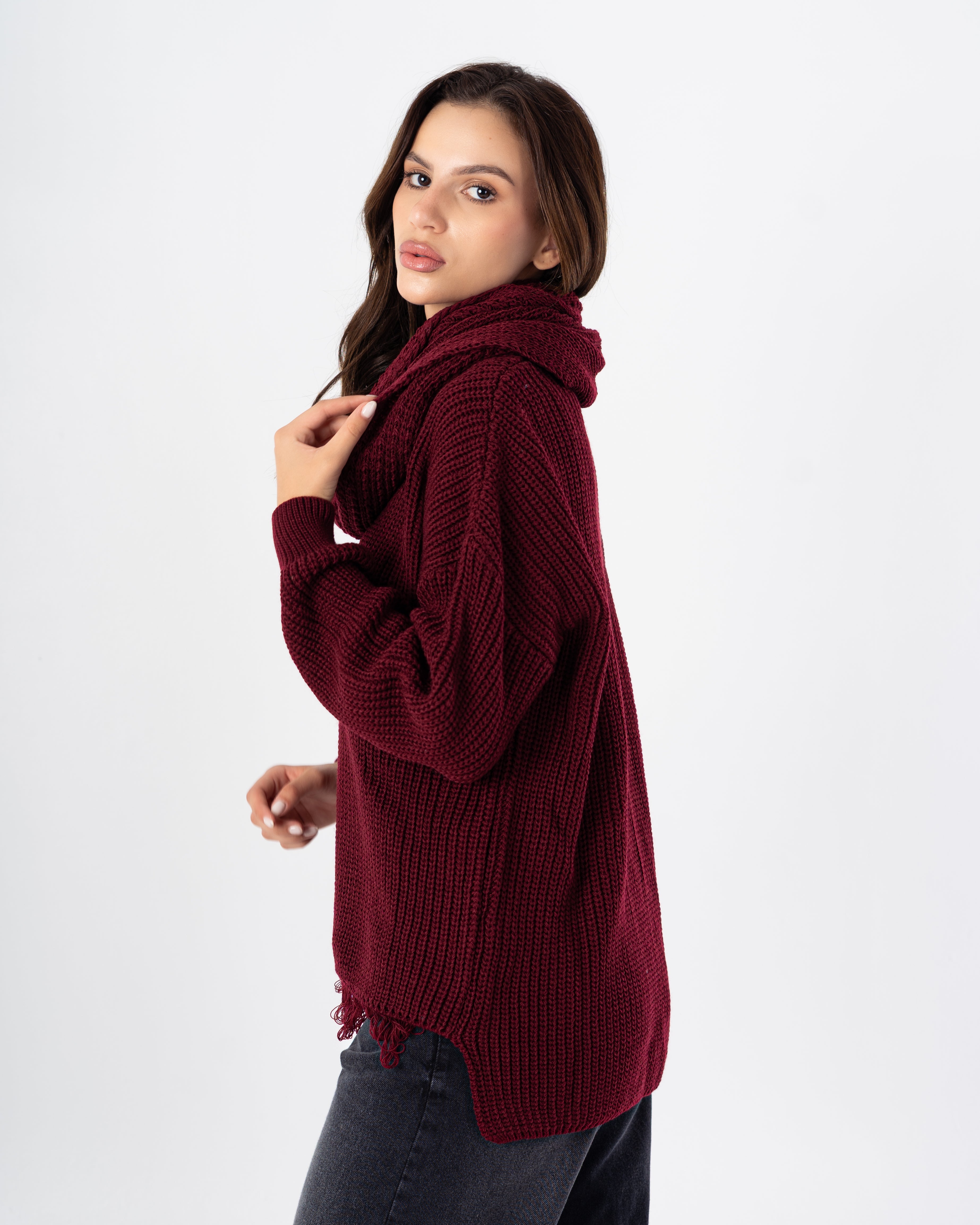 Knitwear Pullover – Plain With Scarf