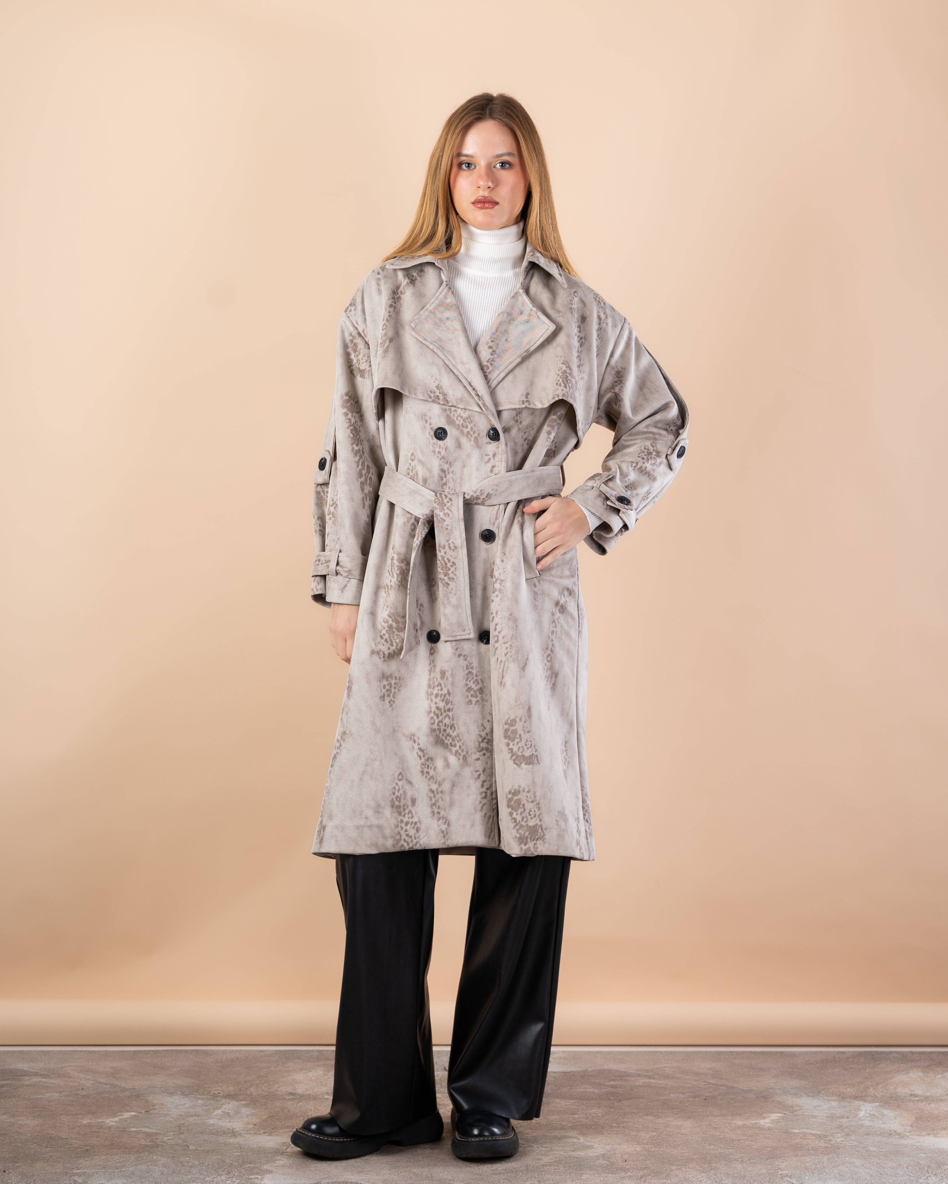 Trench coat gabardine with belt